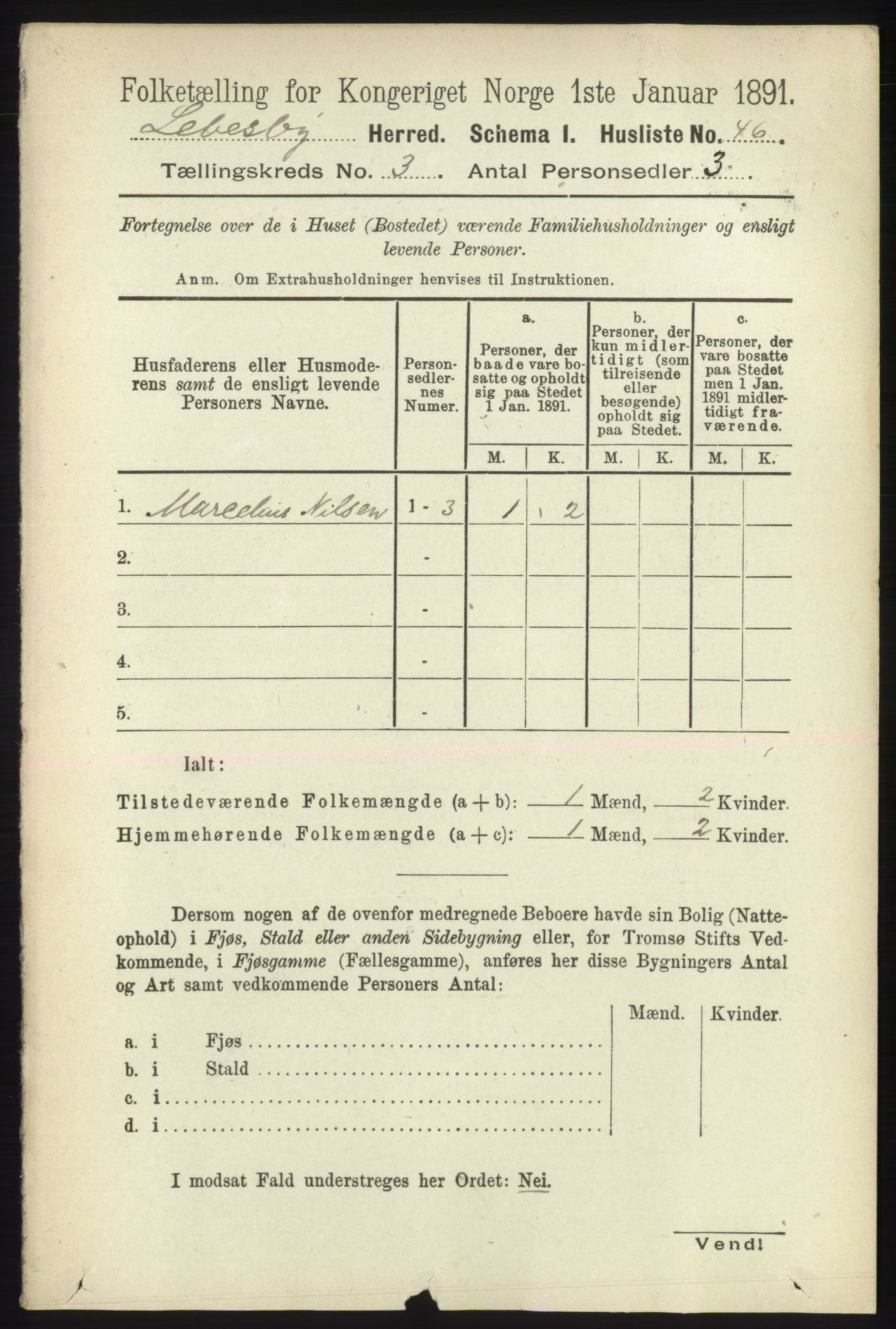 RA, 1891 census for 2022 Lebesby, 1891, p. 723