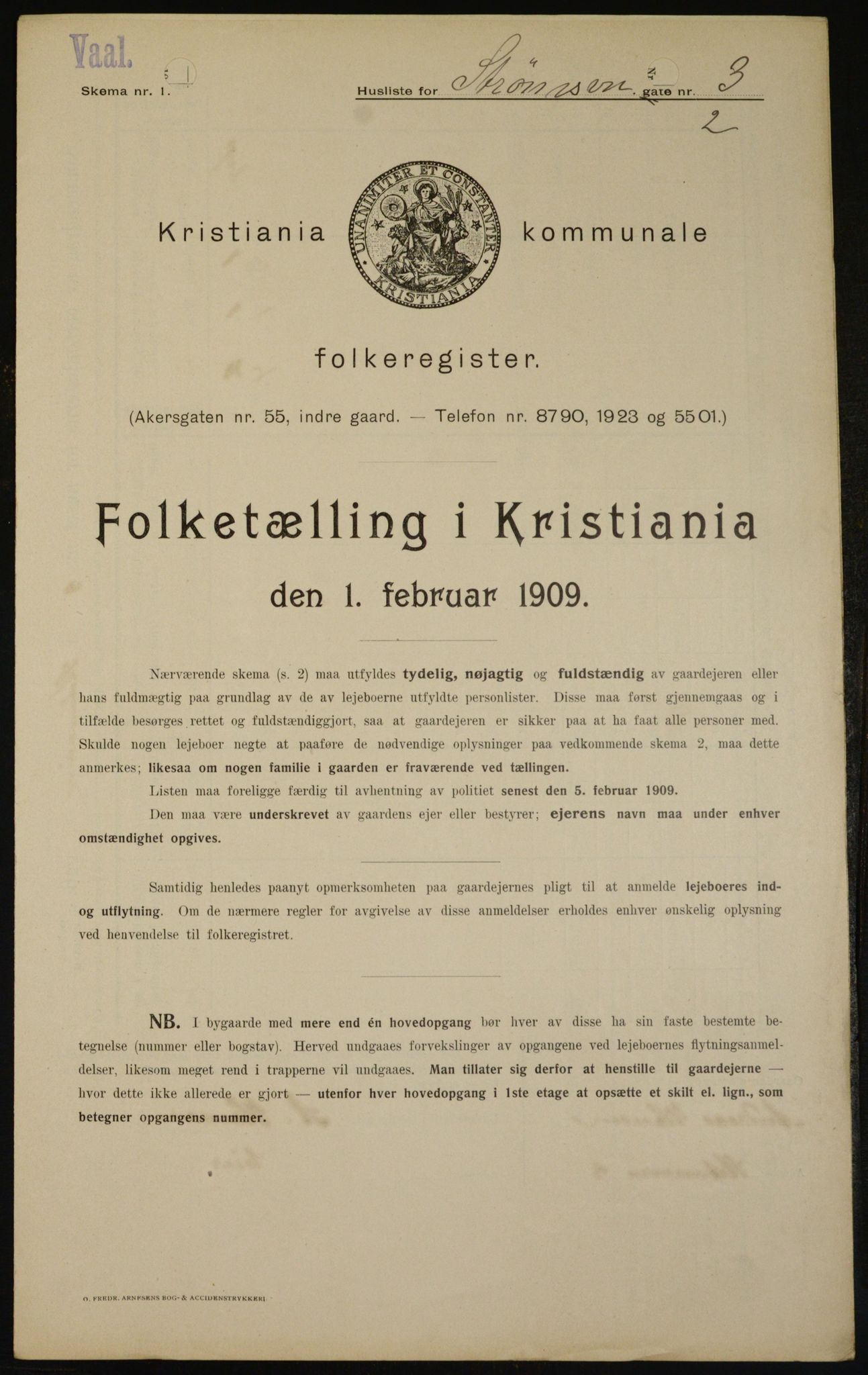 OBA, Municipal Census 1909 for Kristiania, 1909, p. 94071