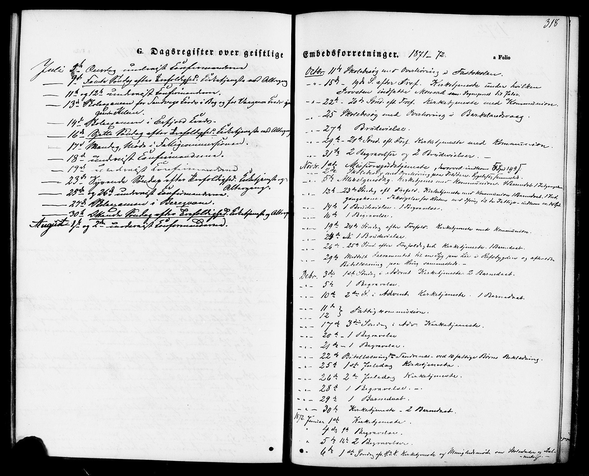 Jelsa sokneprestkontor, AV/SAST-A-101842/01/IV: Parish register (official) no. A 8, 1867-1883, p. 318