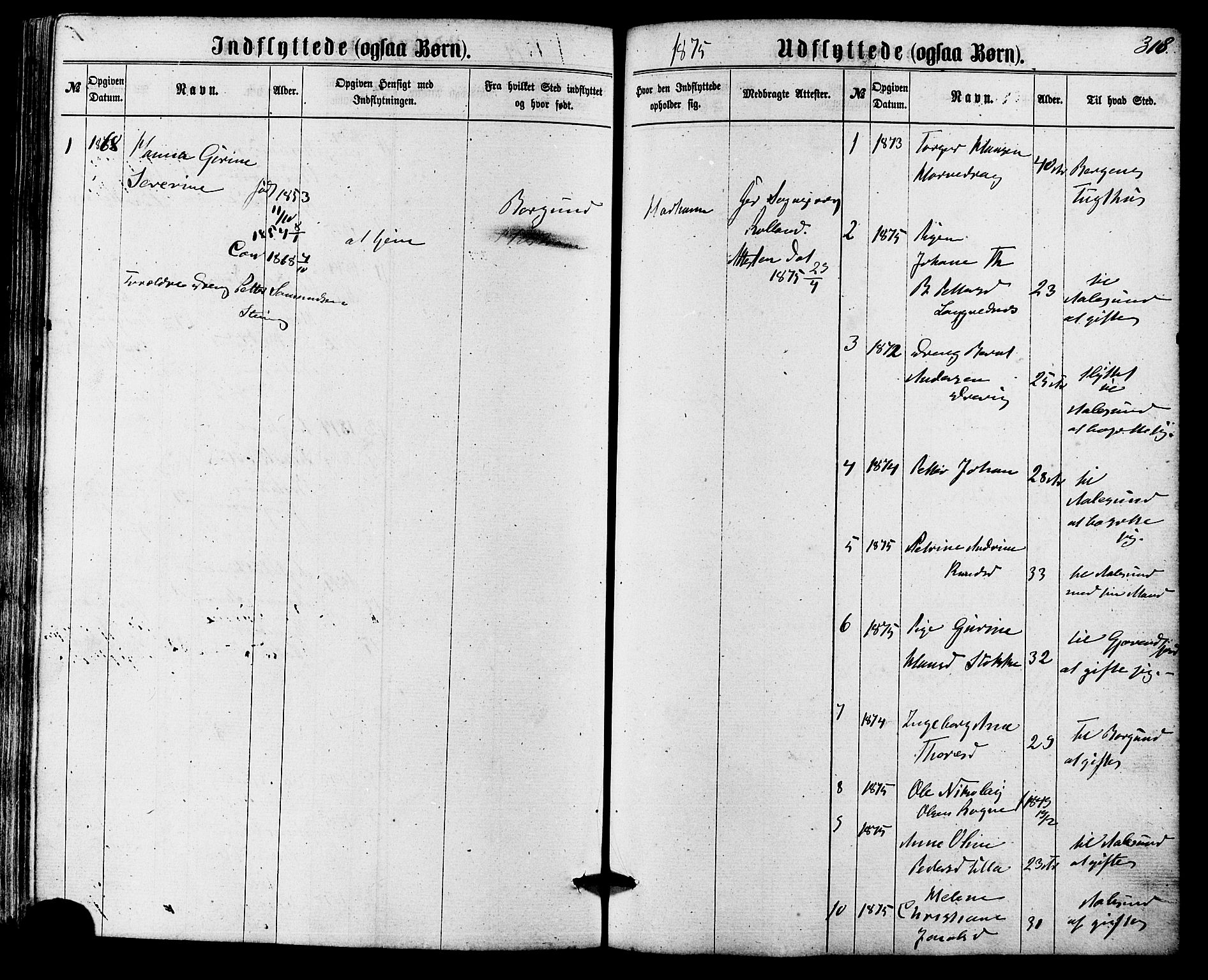 Ministerialprotokoller, klokkerbøker og fødselsregistre - Møre og Romsdal, SAT/A-1454/536/L0498: Parish register (official) no. 536A07, 1862-1875, p. 318