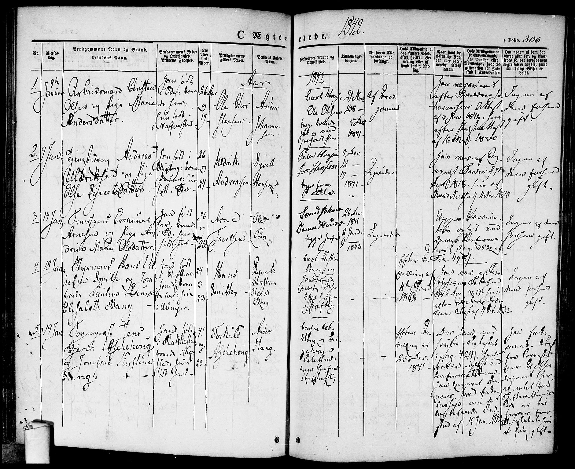 Halden prestekontor Kirkebøker, SAO/A-10909/F/Fa/L0005: Parish register (official) no. I 5, 1834-1845, p. 306