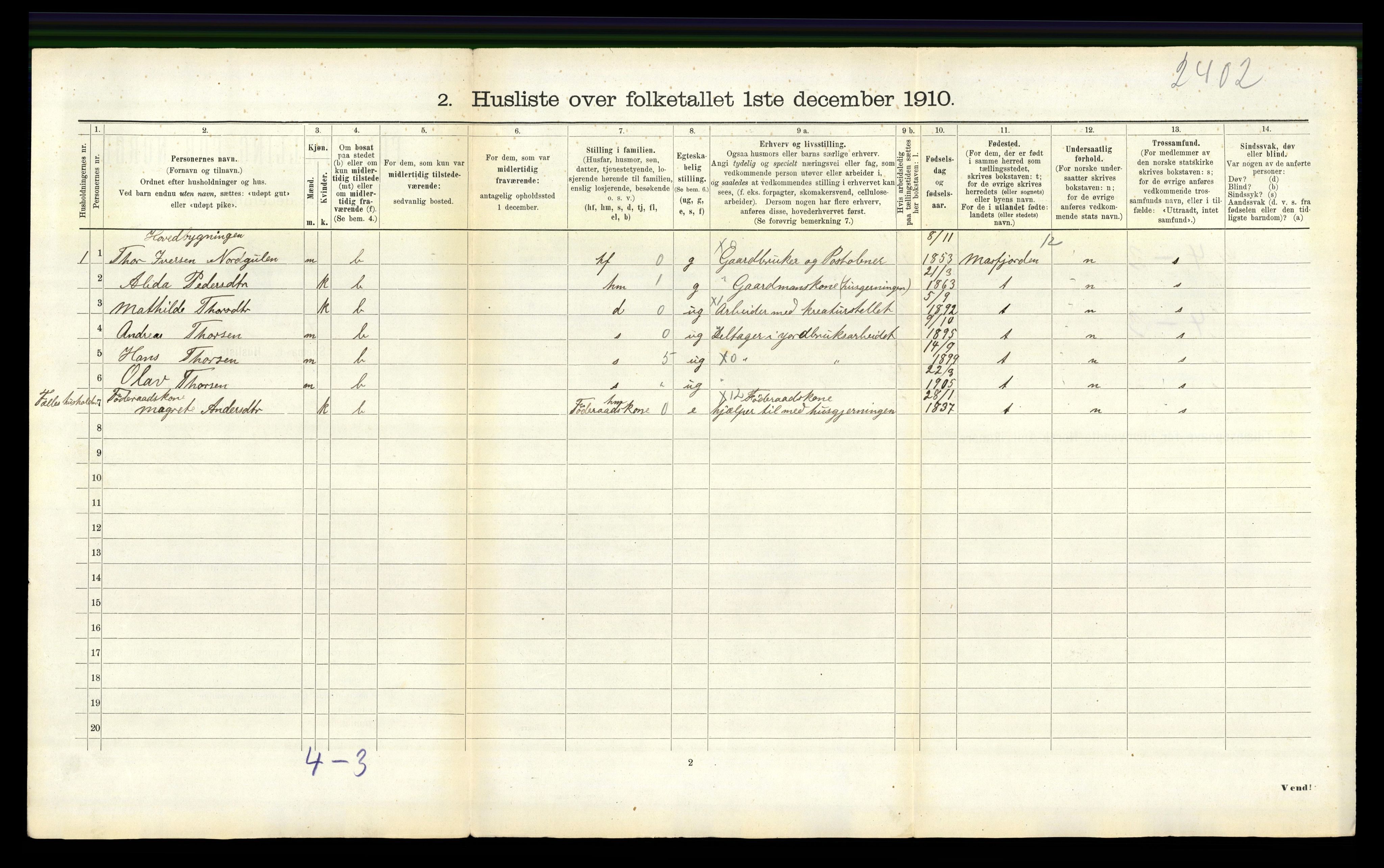 RA, 1910 census for Gulen, 1910, p. 333