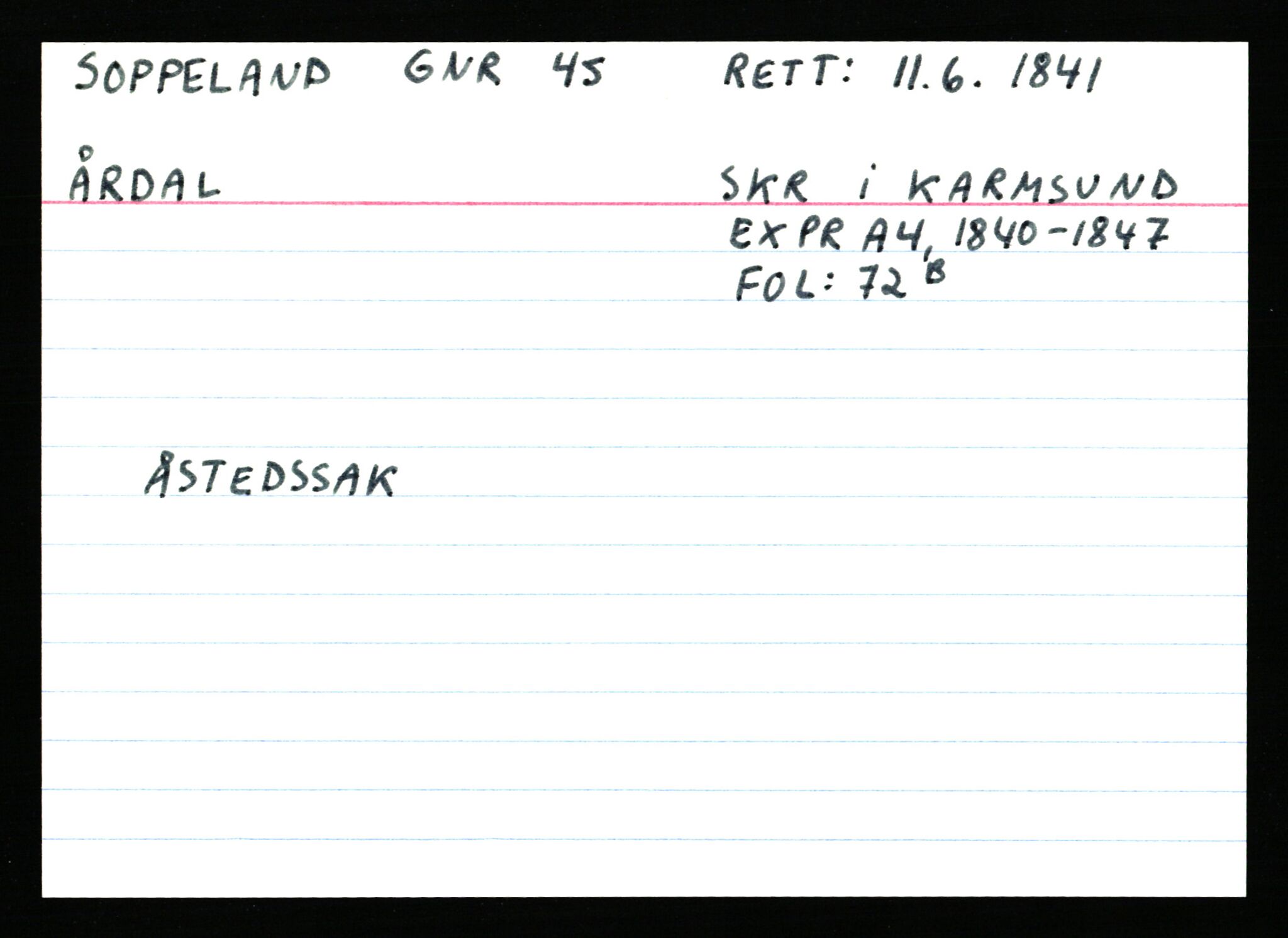 Statsarkivet i Stavanger, AV/SAST-A-101971/03/Y/Ym/L0054: Åstedskort sortert etter gårdsnavn: Soleim - Stavneim, 1600-1950, p. 91