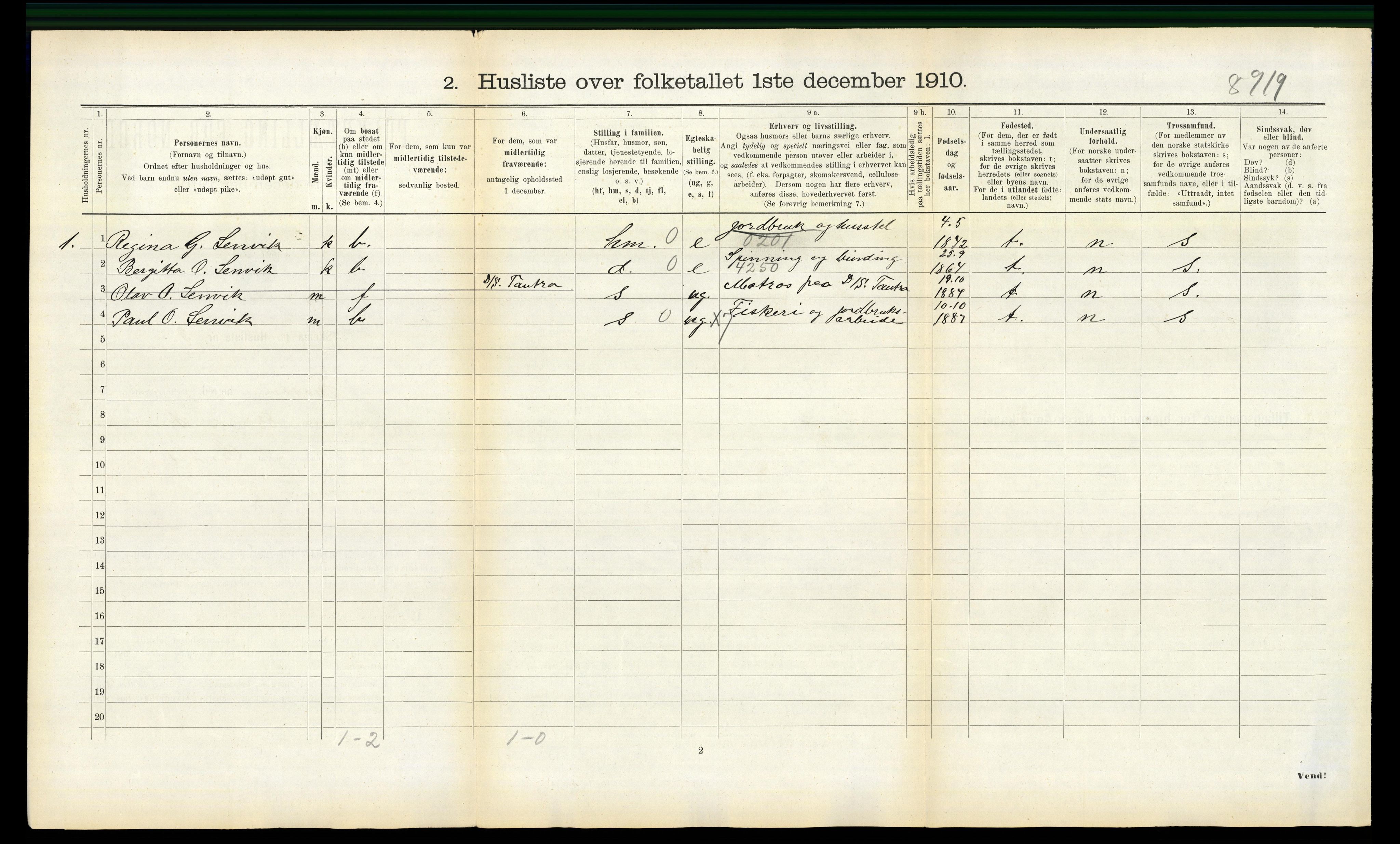 RA, 1910 census for Frosta, 1910, p. 236