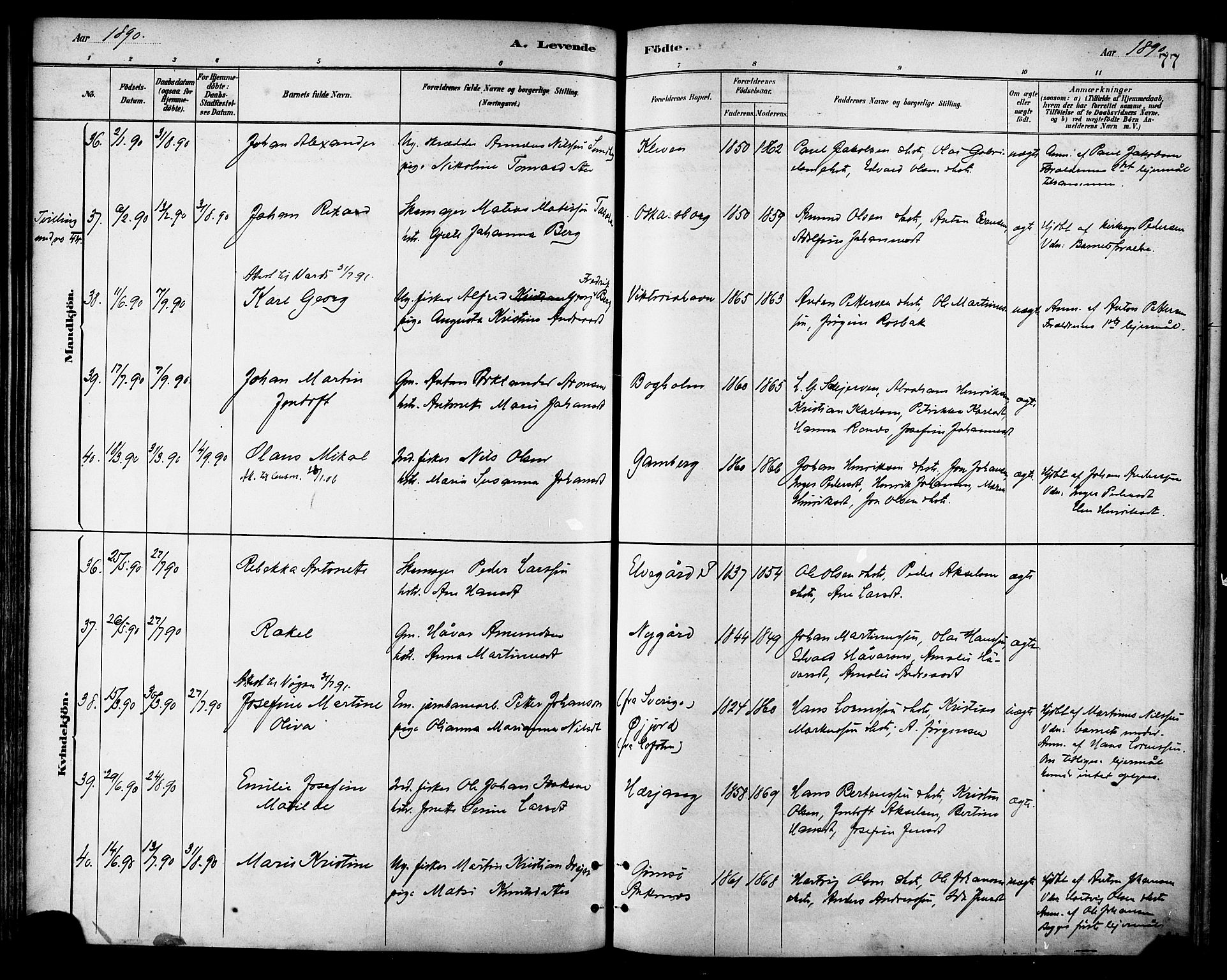 Ministerialprotokoller, klokkerbøker og fødselsregistre - Nordland, SAT/A-1459/866/L0938: Parish register (official) no. 866A01, 1879-1893, p. 77
