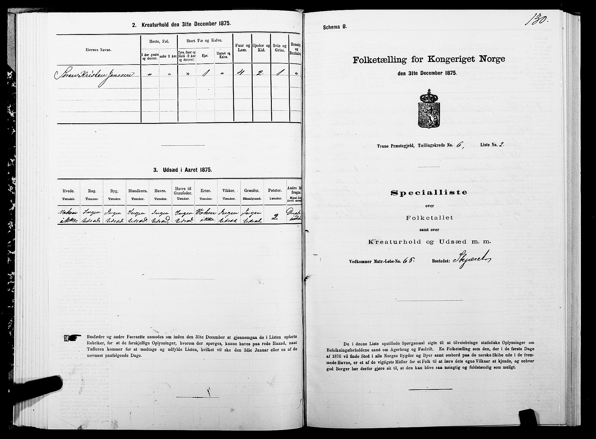 SATØ, 1875 census for 1927P Tranøy, 1875, p. 3130