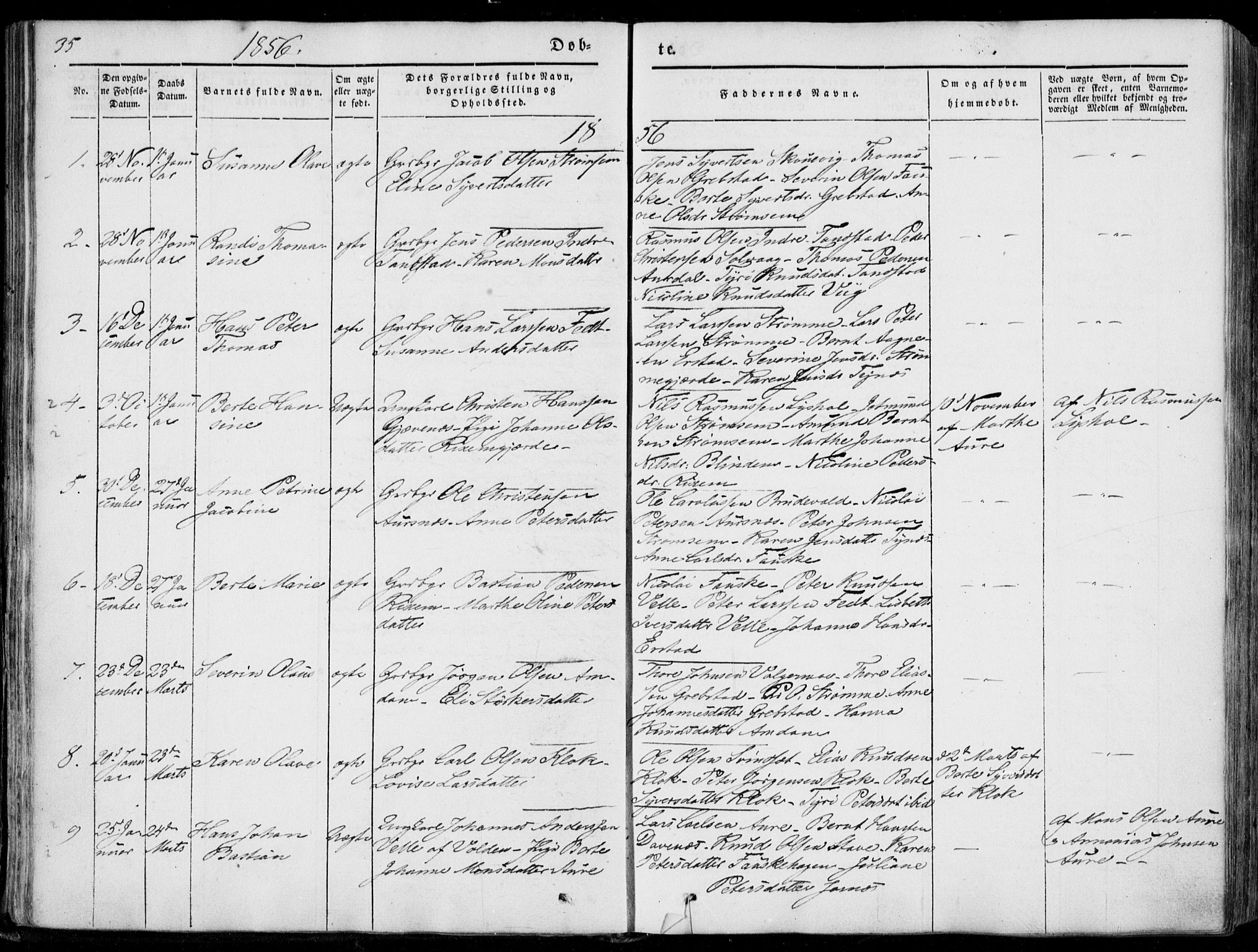 Ministerialprotokoller, klokkerbøker og fødselsregistre - Møre og Romsdal, SAT/A-1454/522/L0313: Parish register (official) no. 522A08, 1852-1862, p. 35