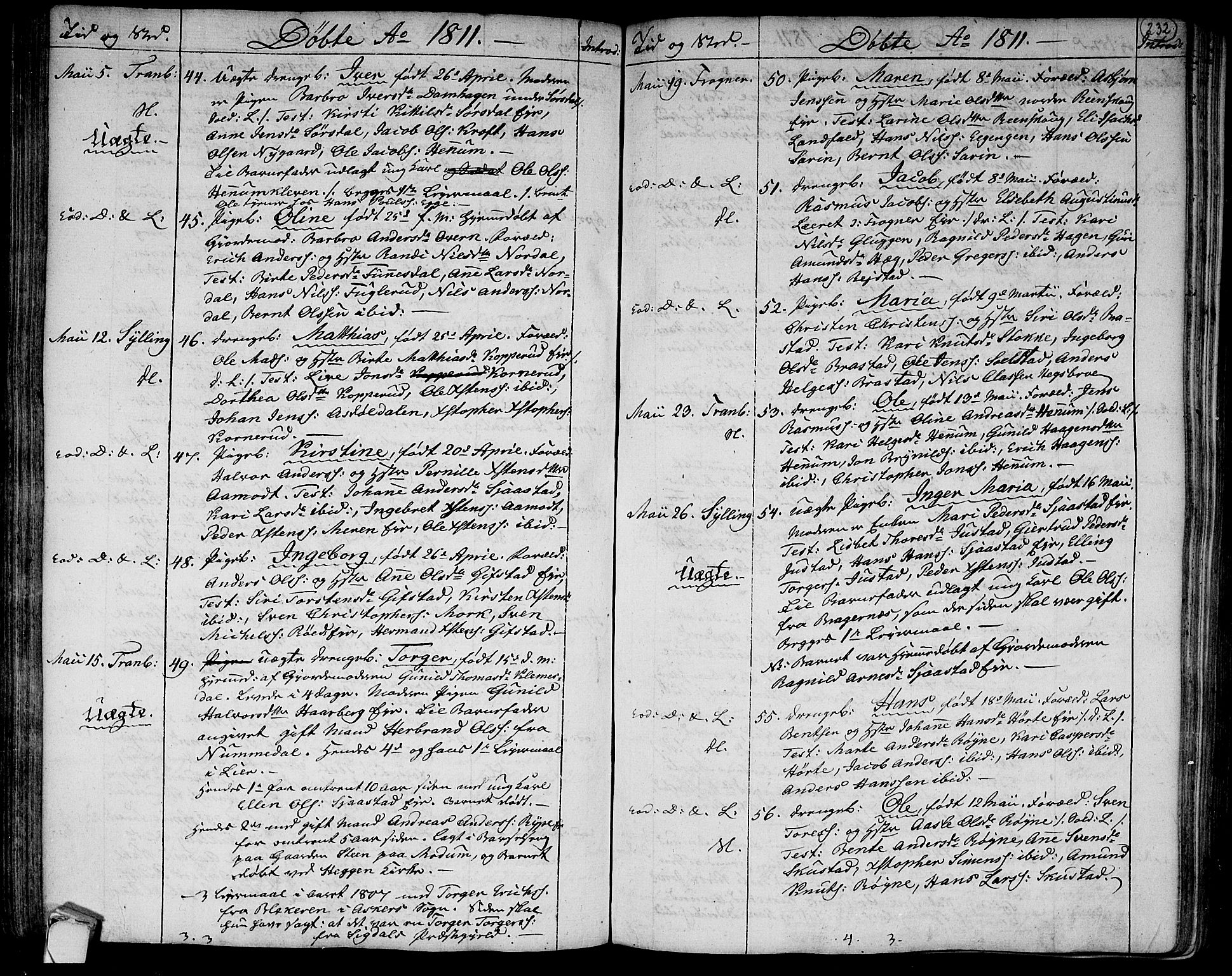 Lier kirkebøker, SAKO/A-230/F/Fa/L0007: Parish register (official) no. I 7, 1794-1813, p. 232