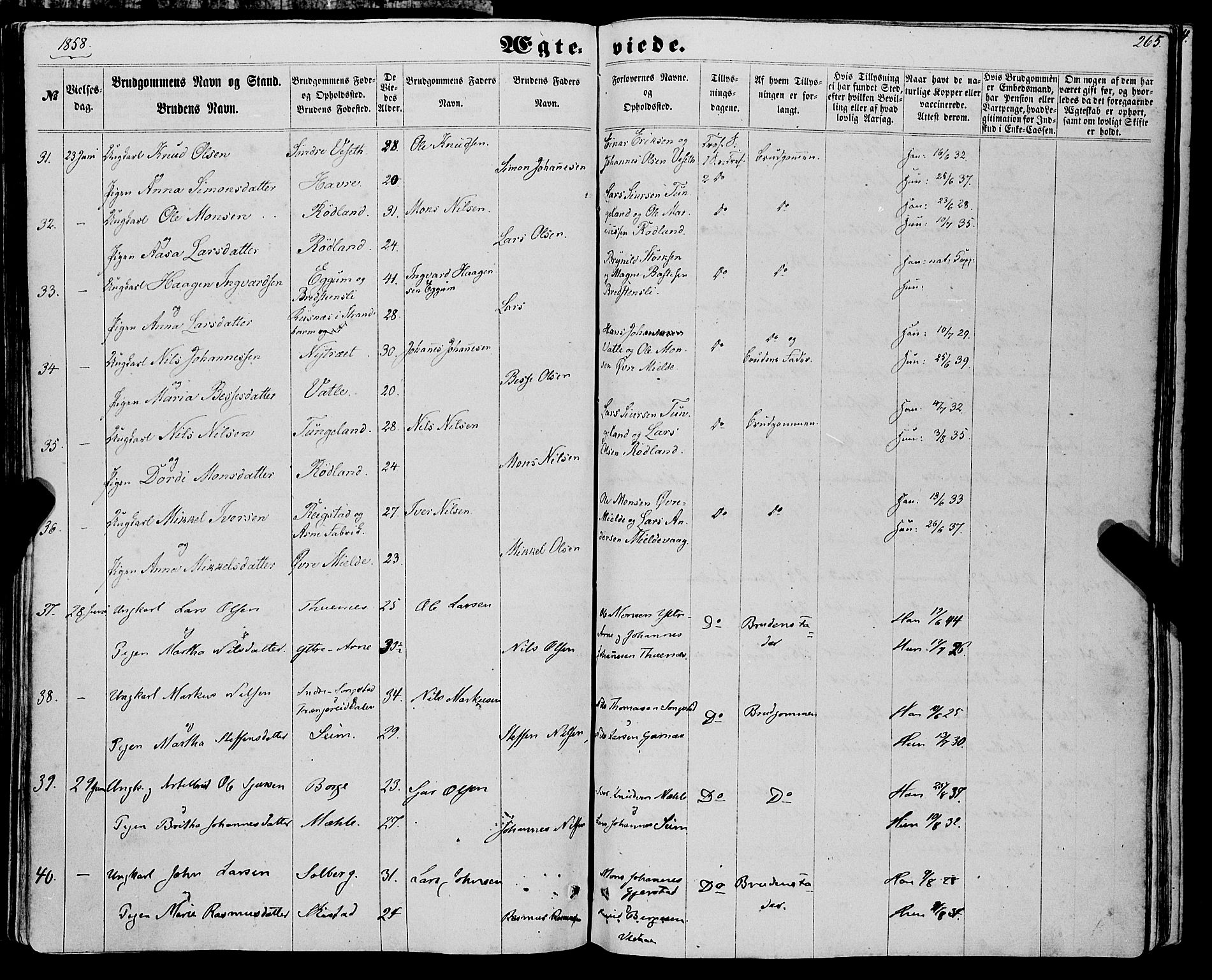 Haus sokneprestembete, AV/SAB-A-75601/H/Haa: Parish register (official) no. A 17, 1858-1870, p. 265