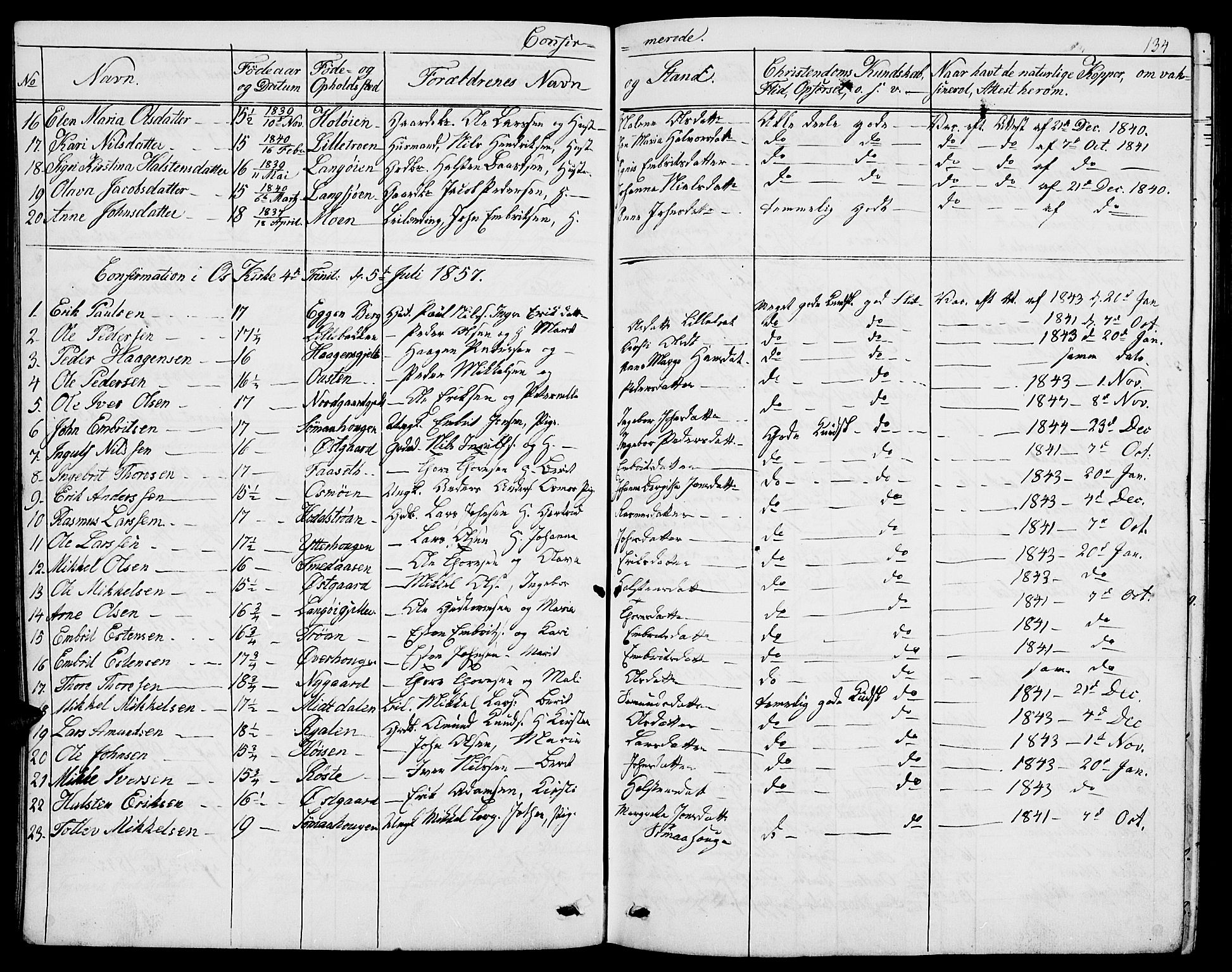 Tolga prestekontor, SAH/PREST-062/L/L0004: Parish register (copy) no. 4, 1845-1887, p. 134