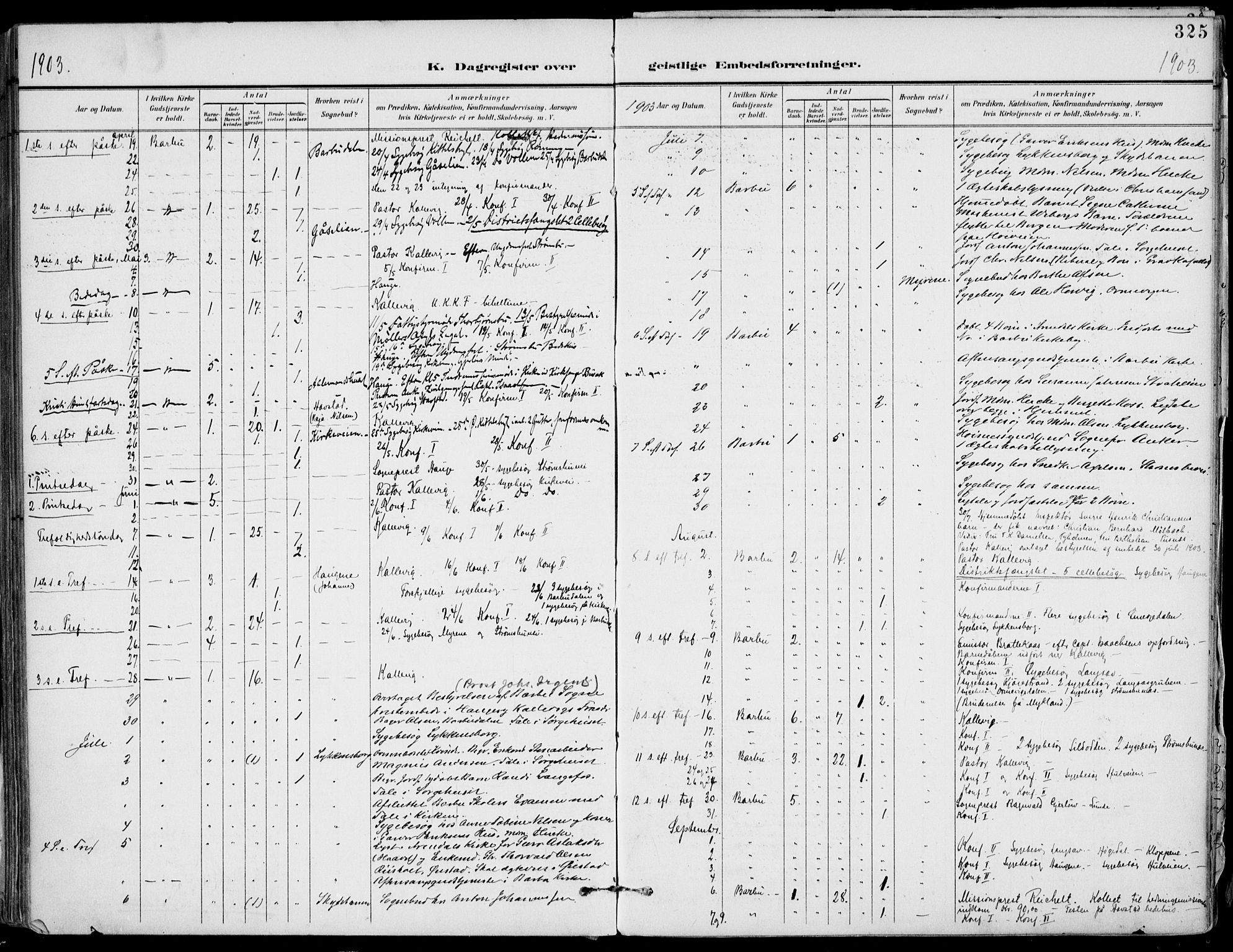 Barbu sokneprestkontor, AV/SAK-1111-0003/F/Fa/L0005: Parish register (official) no. A 5, 1899-1909, p. 325