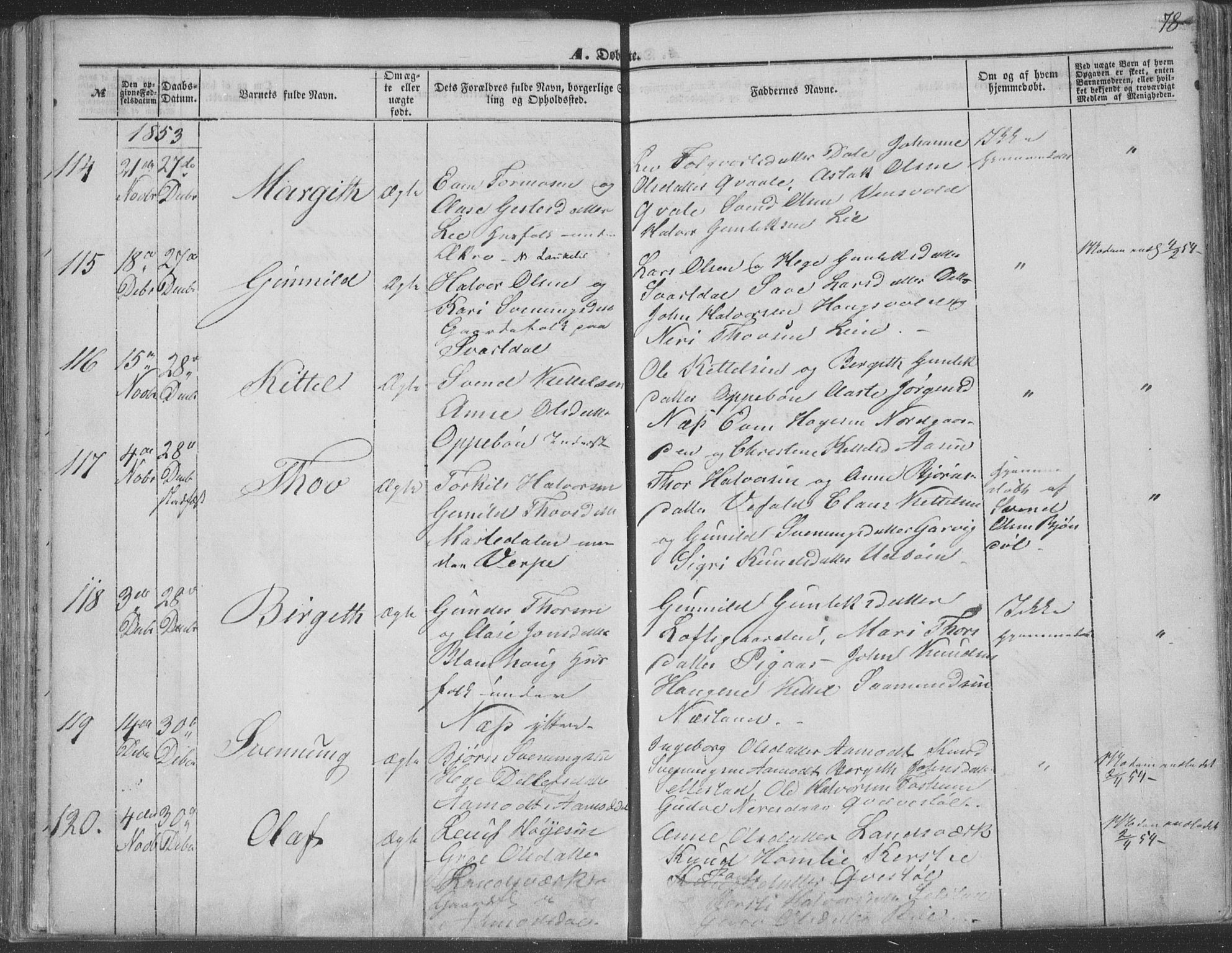 Seljord kirkebøker, SAKO/A-20/F/Fa/L012a: Parish register (official) no. I 12A, 1850-1865, p. 78