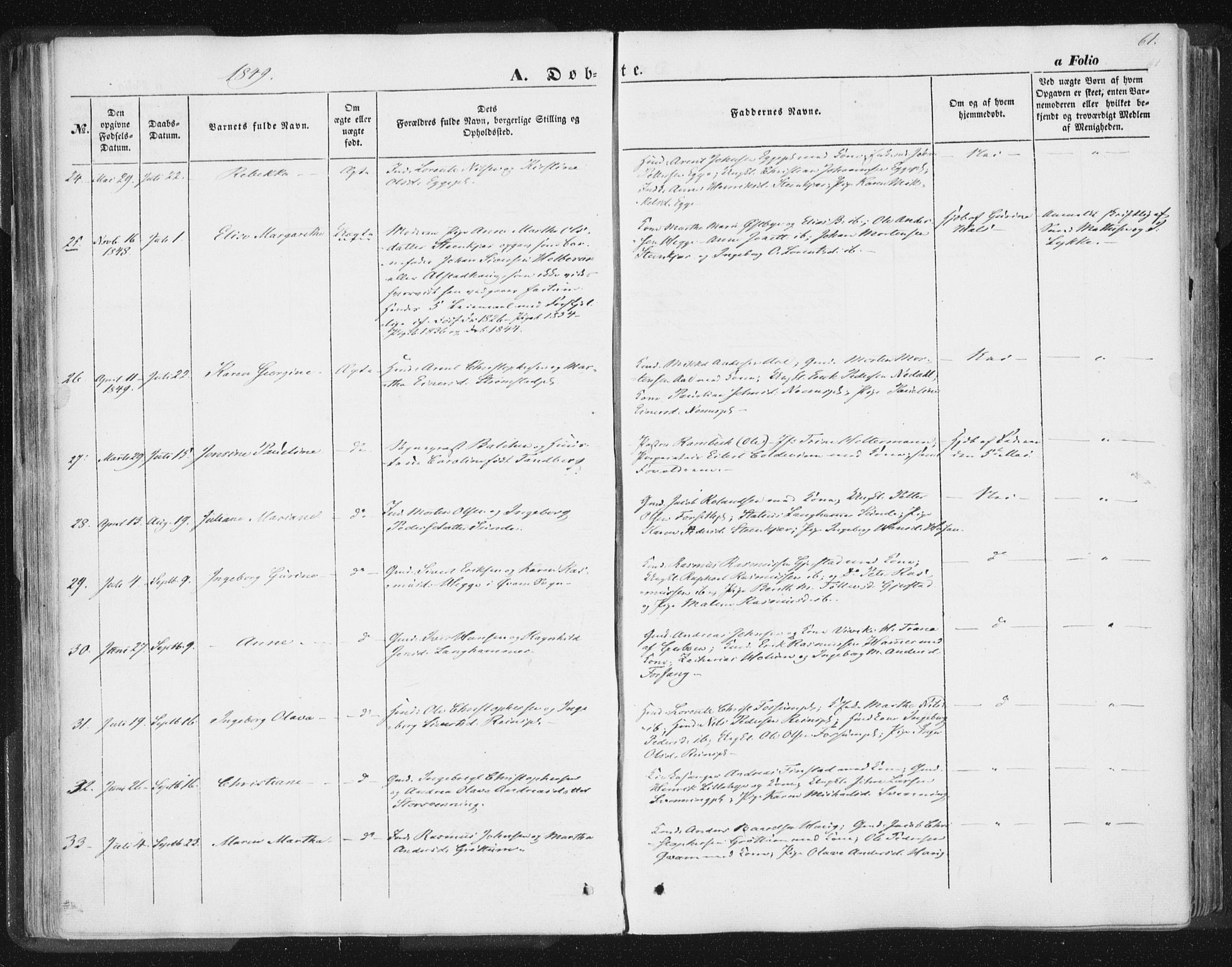 Ministerialprotokoller, klokkerbøker og fødselsregistre - Nord-Trøndelag, SAT/A-1458/746/L0446: Parish register (official) no. 746A05, 1846-1859, p. 61