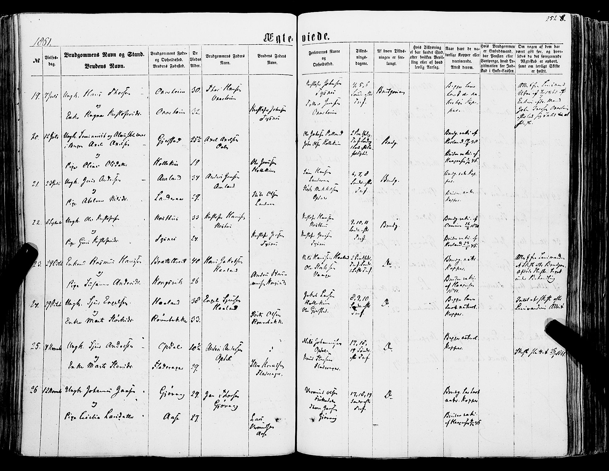 Tysnes sokneprestembete, SAB/A-78601/H/Haa: Parish register (official) no. A 11, 1860-1871, p. 252