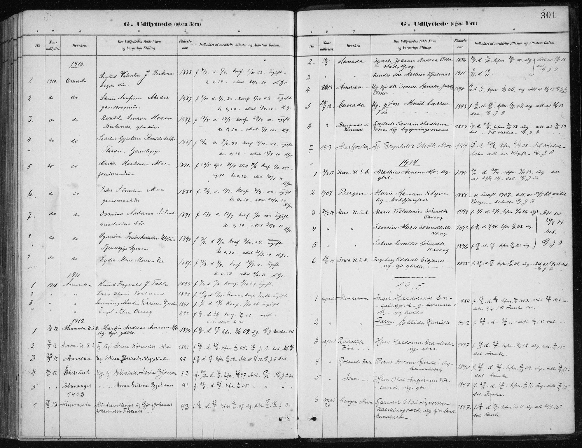 Etne sokneprestembete, AV/SAB-A-75001/H/Haa: Parish register (official) no. C  1, 1879-1919, p. 301