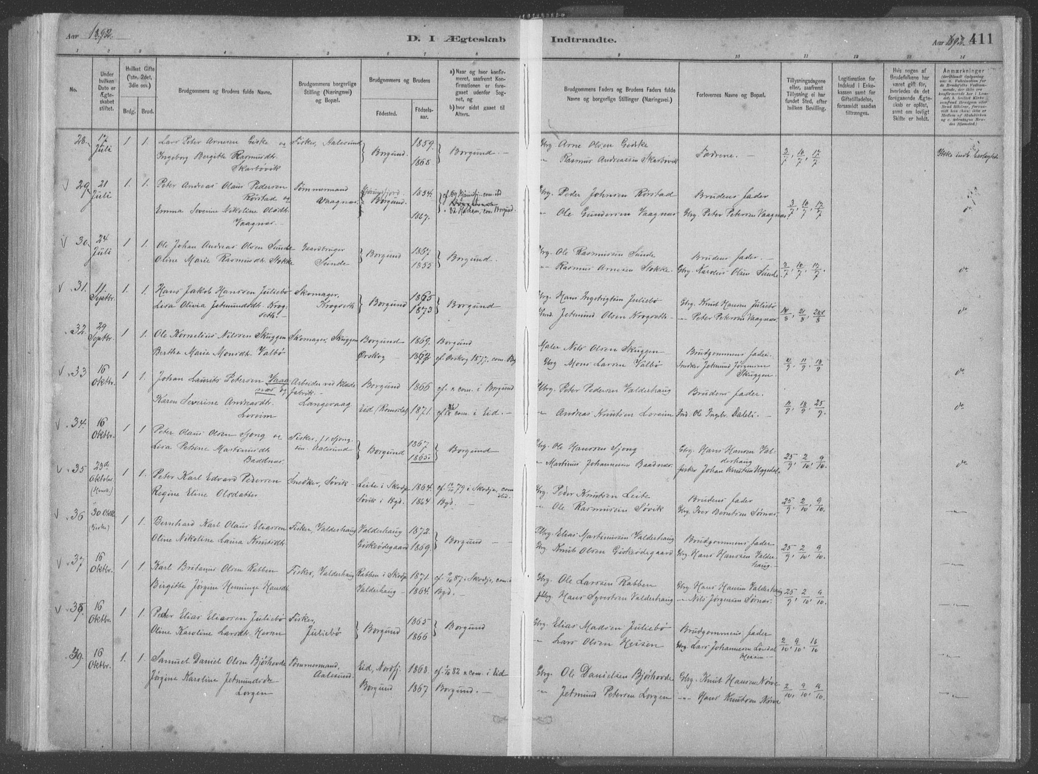 Ministerialprotokoller, klokkerbøker og fødselsregistre - Møre og Romsdal, SAT/A-1454/528/L0402: Parish register (official) no. 528A12II, 1880-1903, p. 411