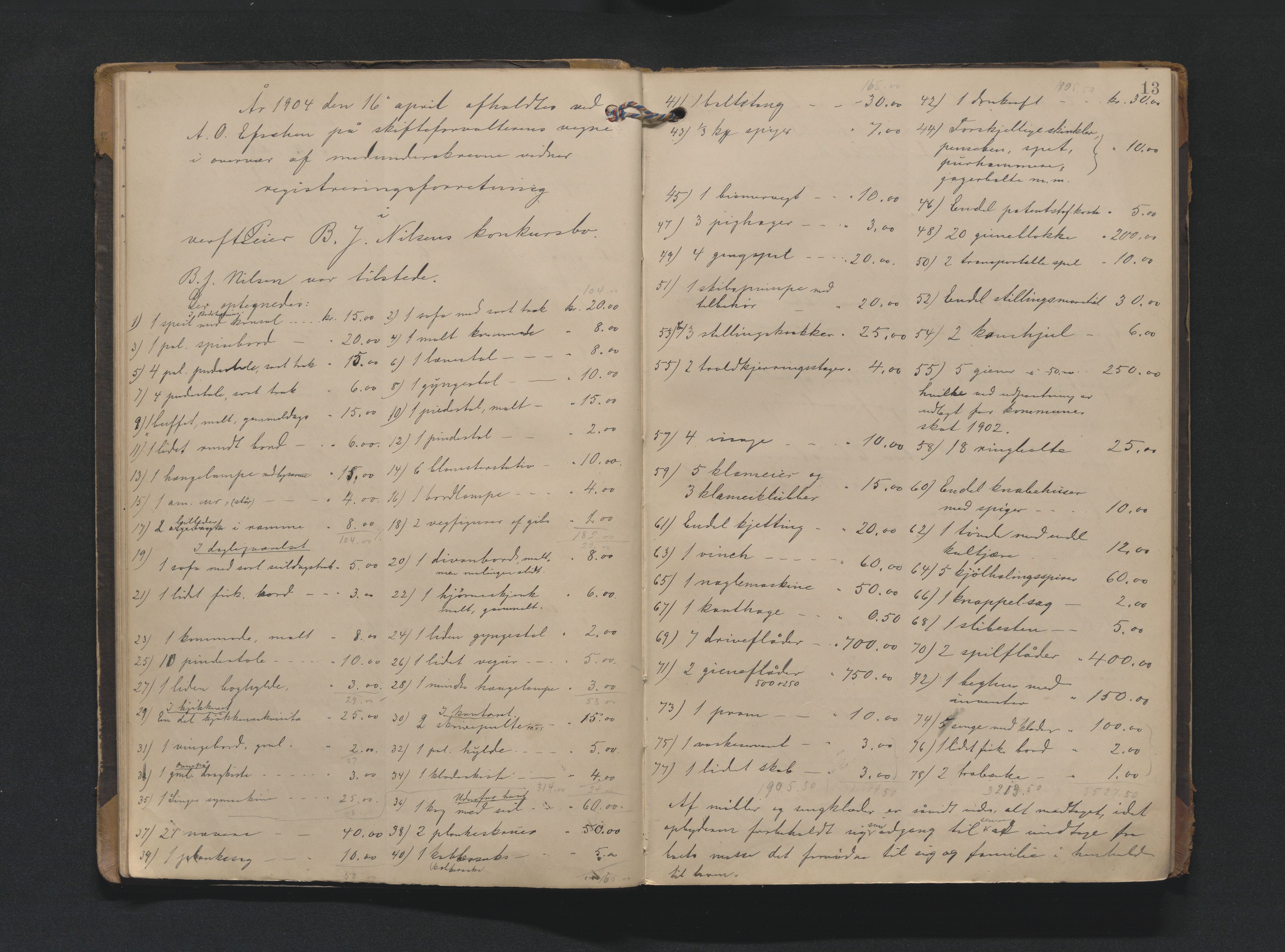Bamble sorenskriveri, AV/SAKO-A-214/H/Hb/Hbb/Hbbe/L0001: Skifteregisreringsprotokoll, 1903-1929, p. 12b-13a