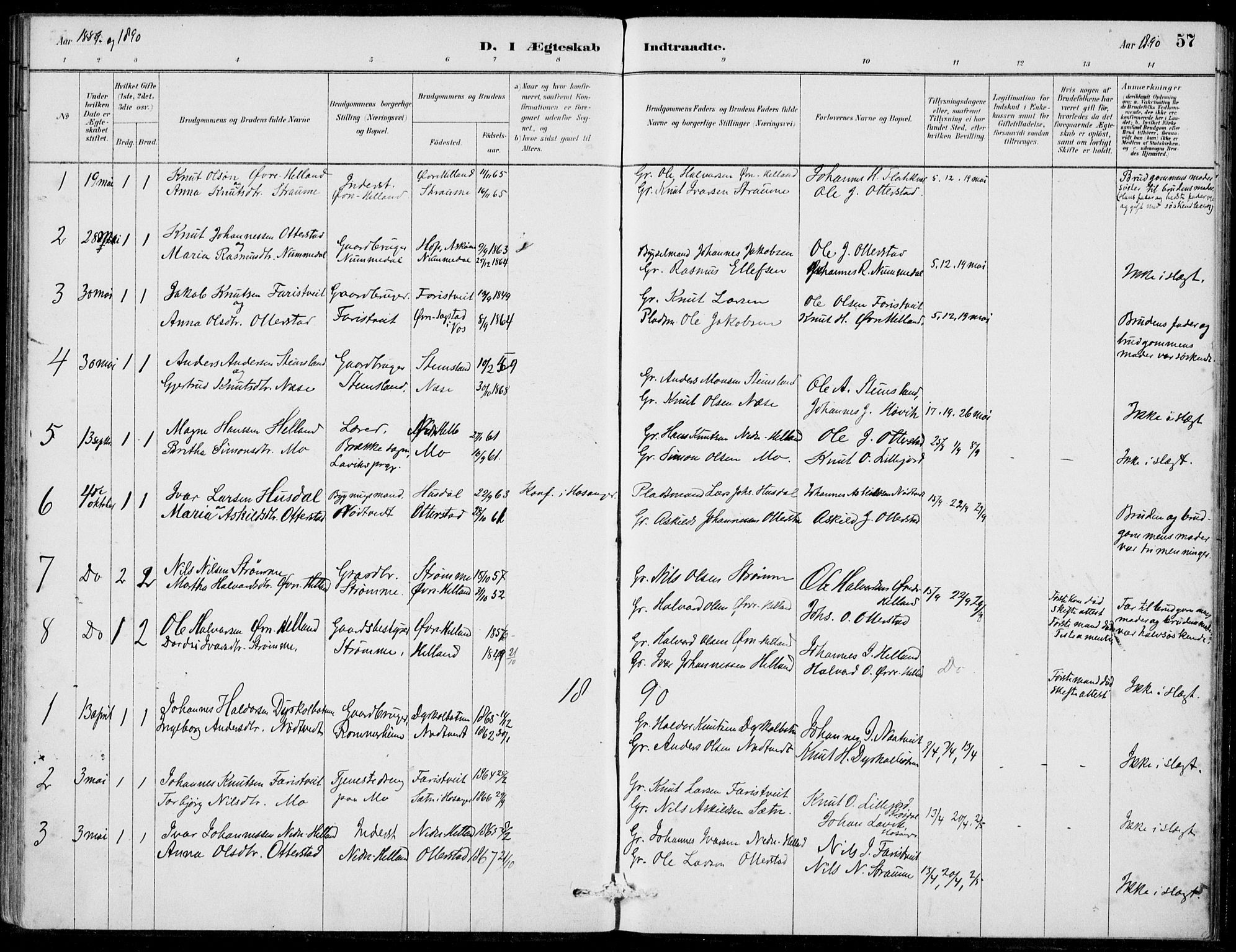 Hosanger sokneprestembete, SAB/A-75801/H/Haa: Parish register (official) no. C  1, 1880-1900, p. 57