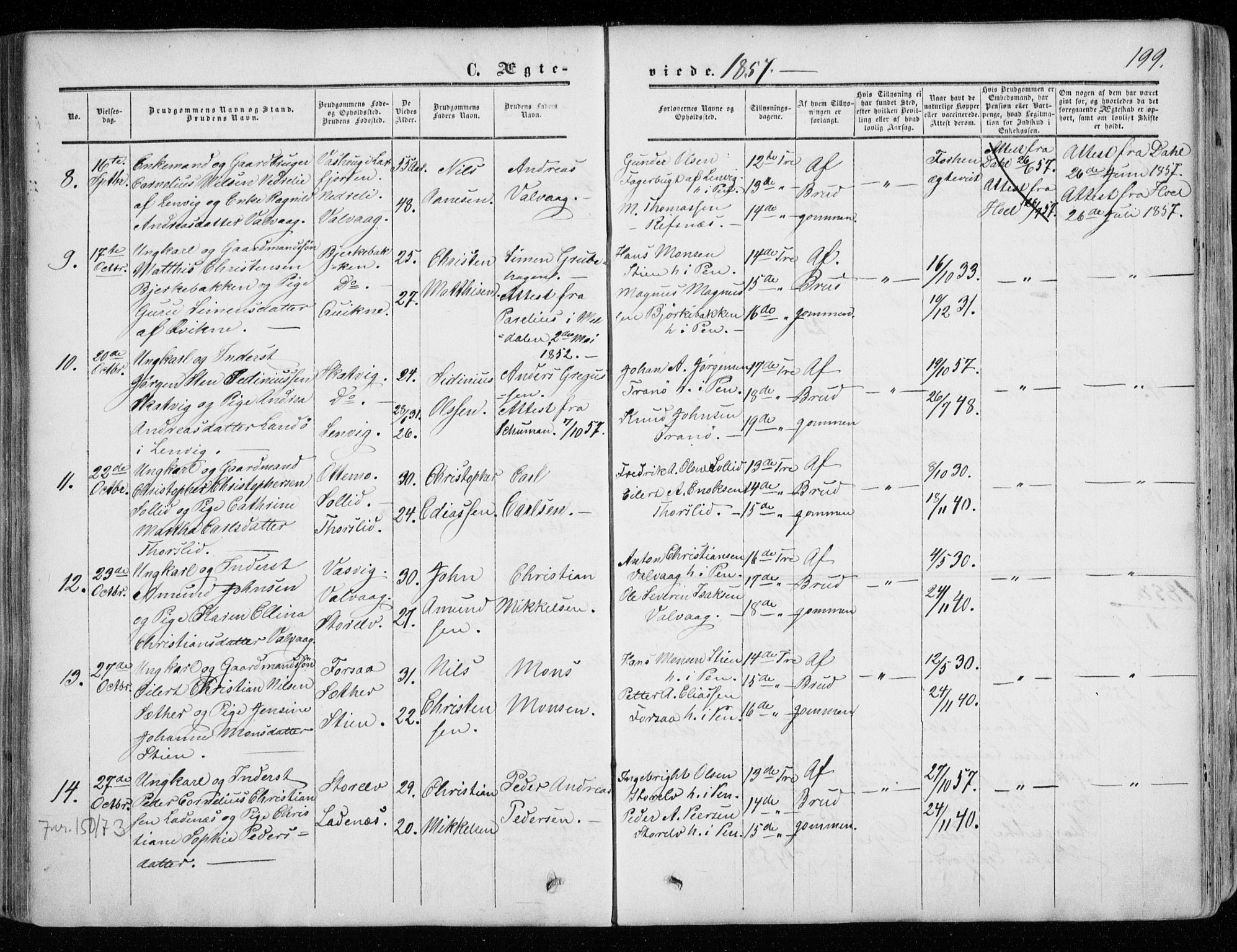 Tranøy sokneprestkontor, SATØ/S-1313/I/Ia/Iaa/L0007kirke: Parish register (official) no. 7, 1856-1866, p. 199