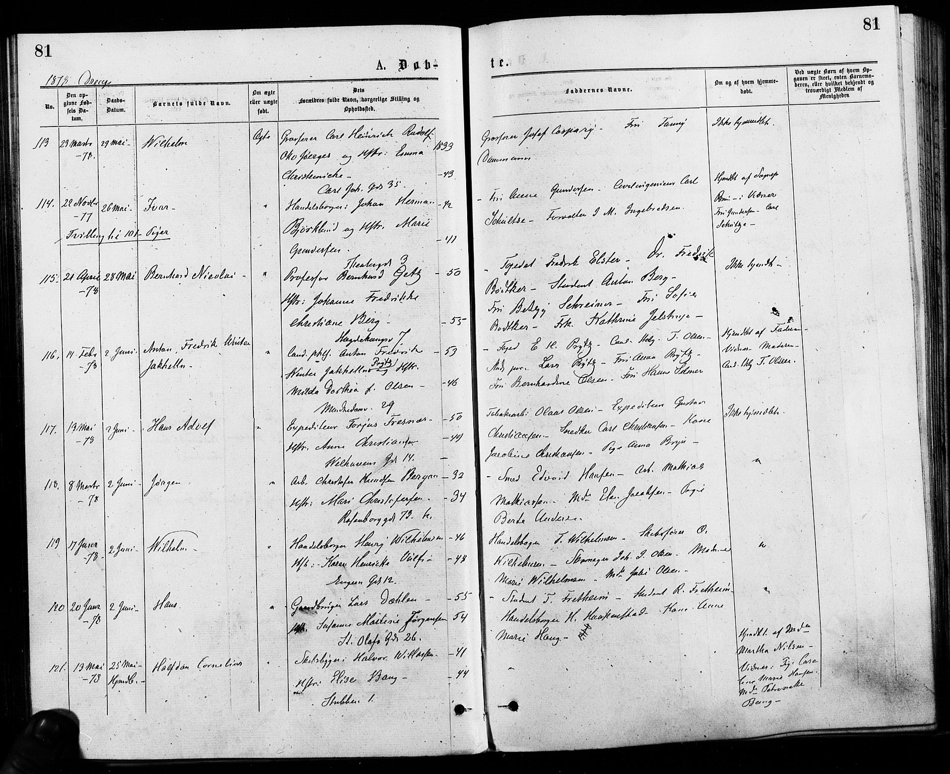 Trefoldighet prestekontor Kirkebøker, SAO/A-10882/F/Fa/L0004: Parish register (official) no. I 4, 1876-1880, p. 81