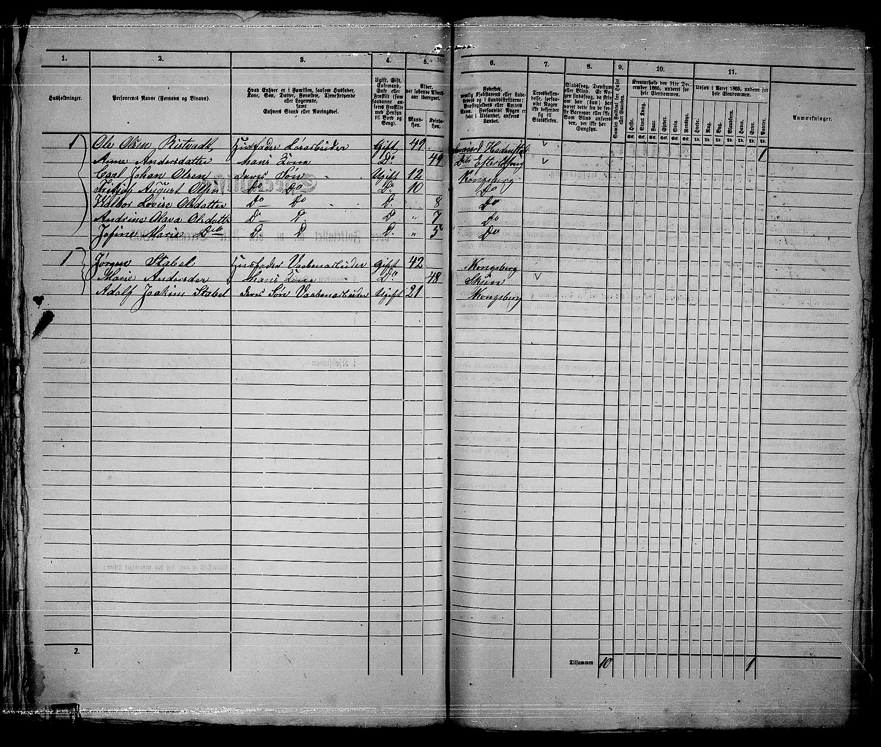 RA, 1865 census for Kongsberg/Kongsberg, 1865, p. 415