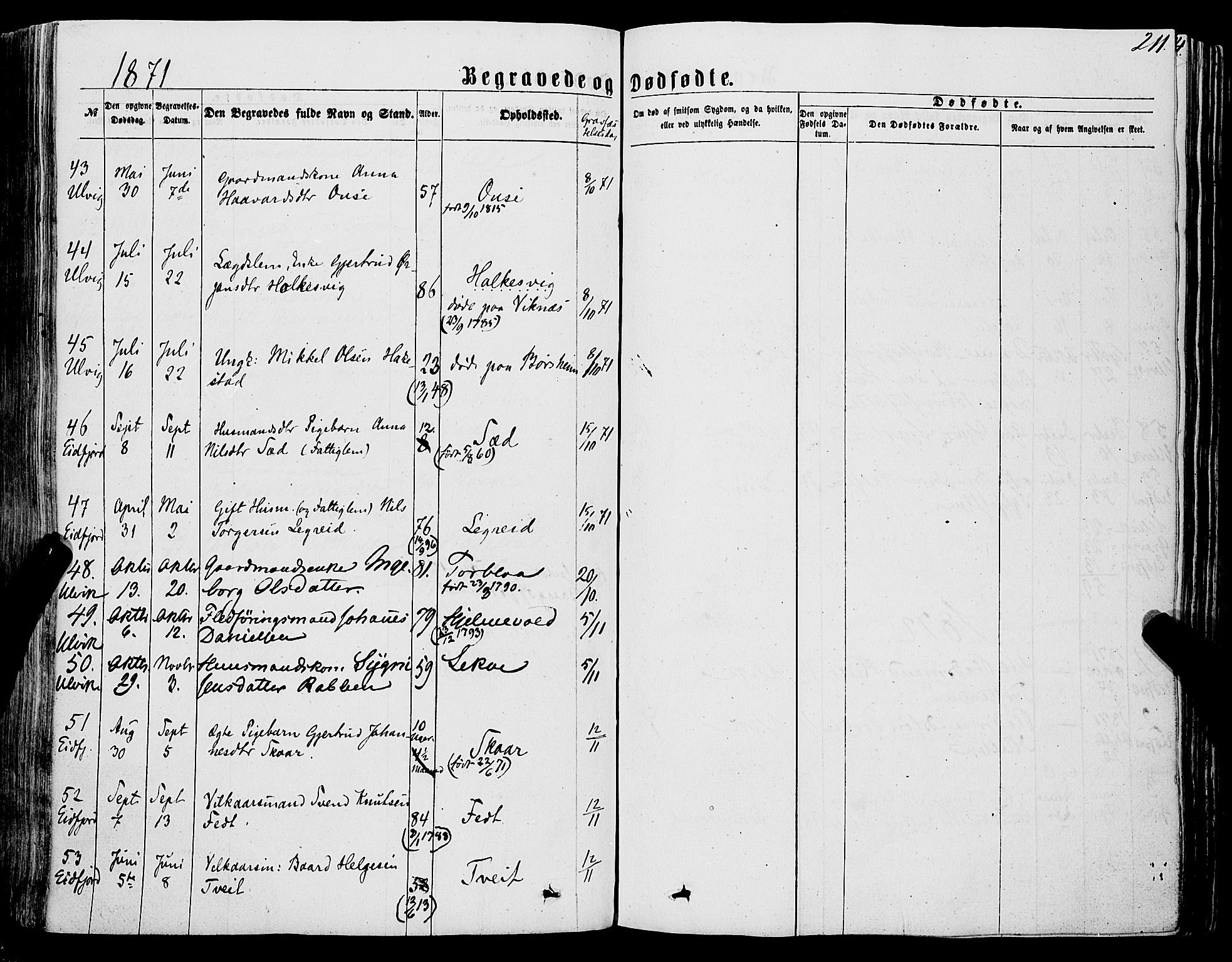 Ulvik sokneprestembete, AV/SAB-A-78801/H/Haa: Parish register (official) no. A 15, 1864-1878, p. 211