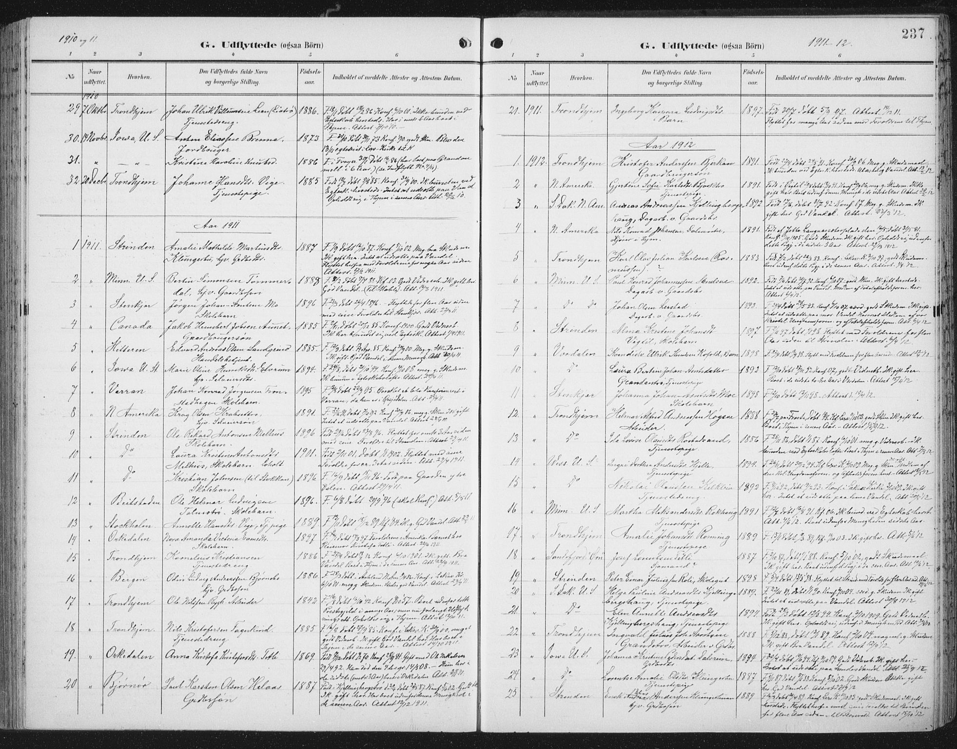Ministerialprotokoller, klokkerbøker og fødselsregistre - Nord-Trøndelag, SAT/A-1458/701/L0011: Parish register (official) no. 701A11, 1899-1915, p. 237