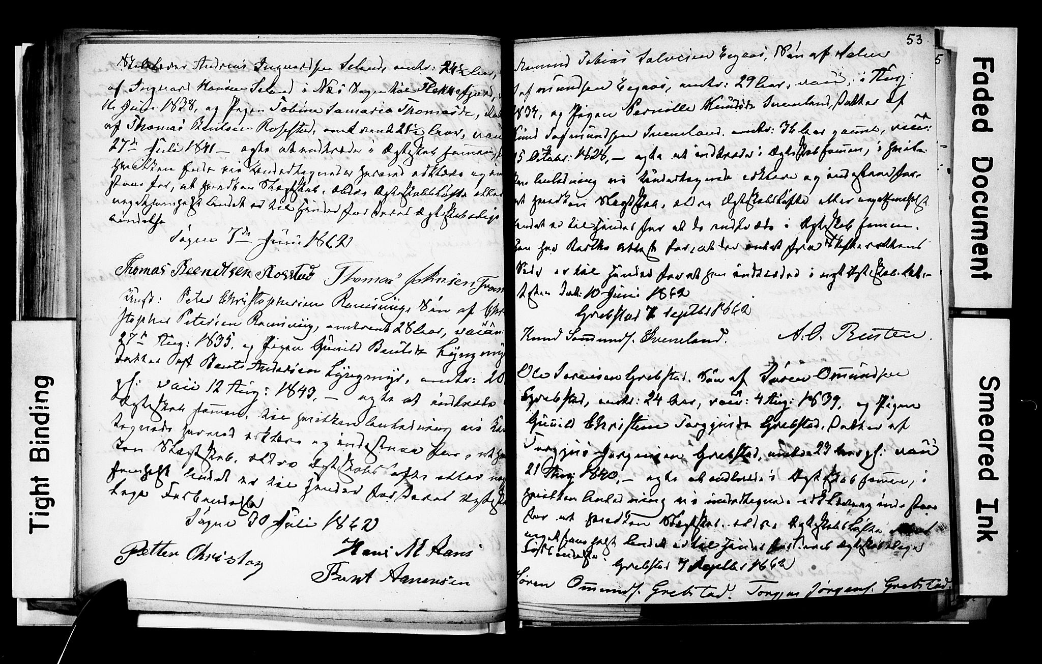 Søgne sokneprestkontor, AV/SAK-1111-0037/F/Fe/L0001: Banns register no. A-III-1, 1853-1870, p. 53