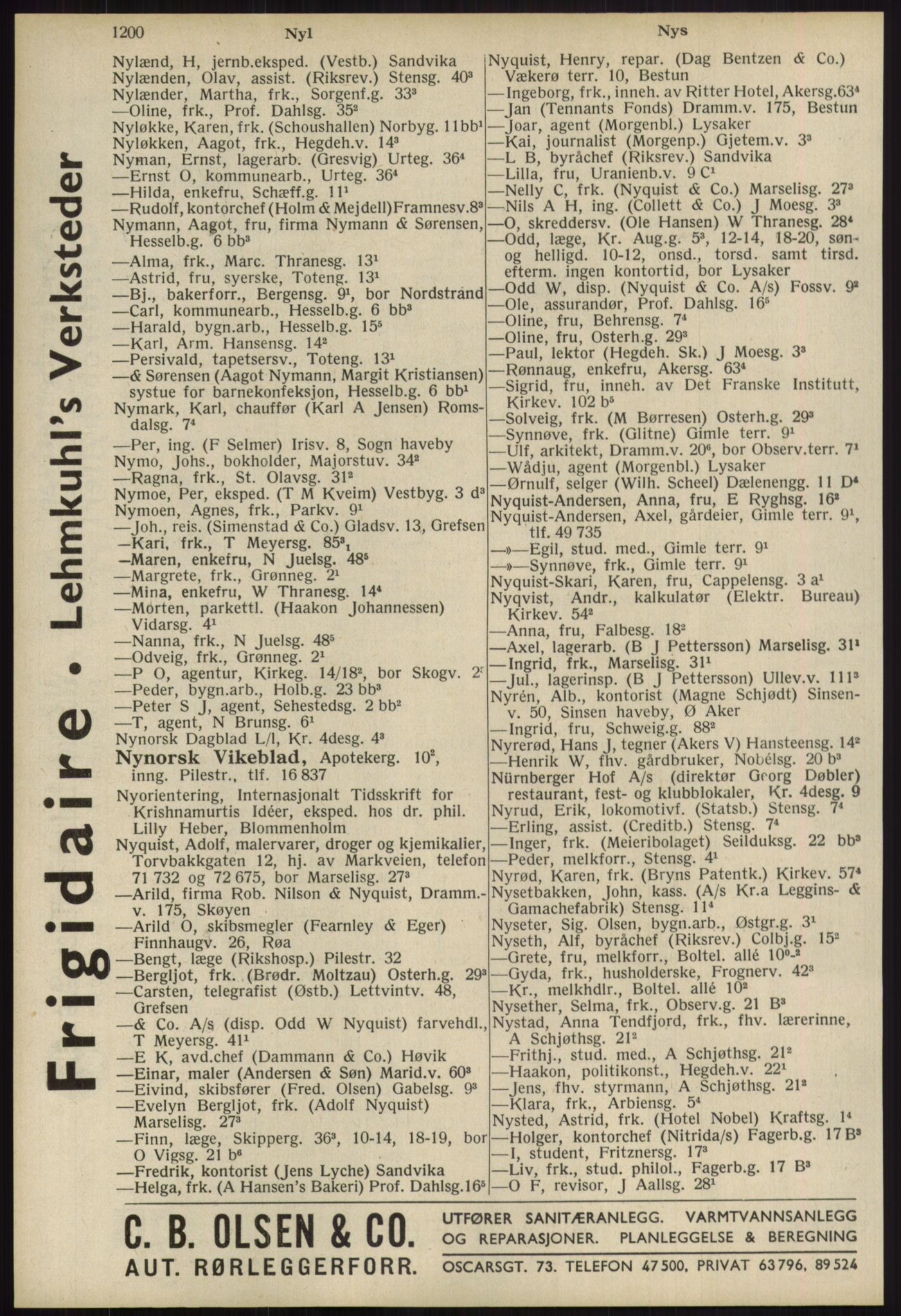 Kristiania/Oslo adressebok, PUBL/-, 1939, p. 1200