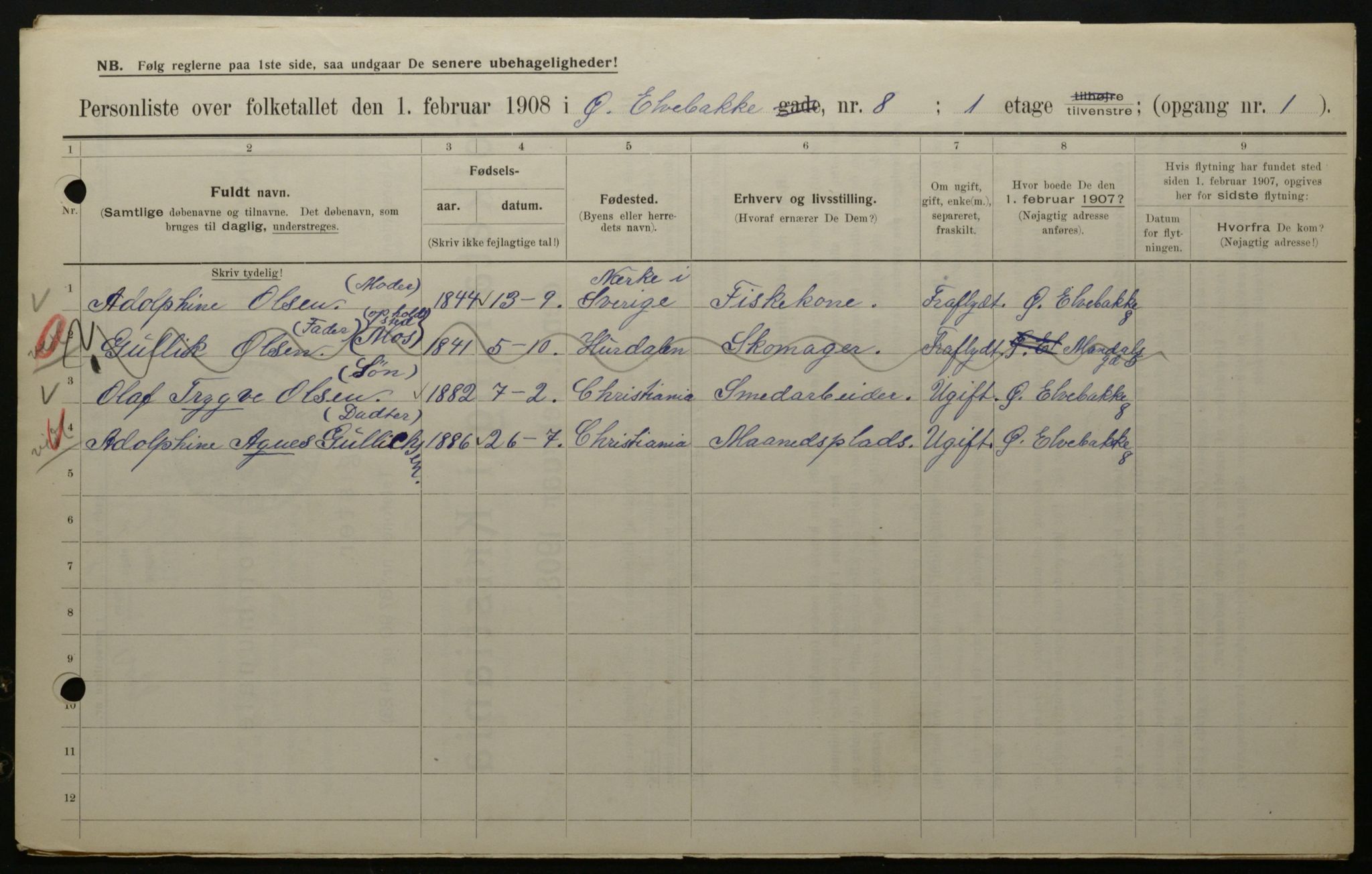 OBA, Municipal Census 1908 for Kristiania, 1908, p. 116183