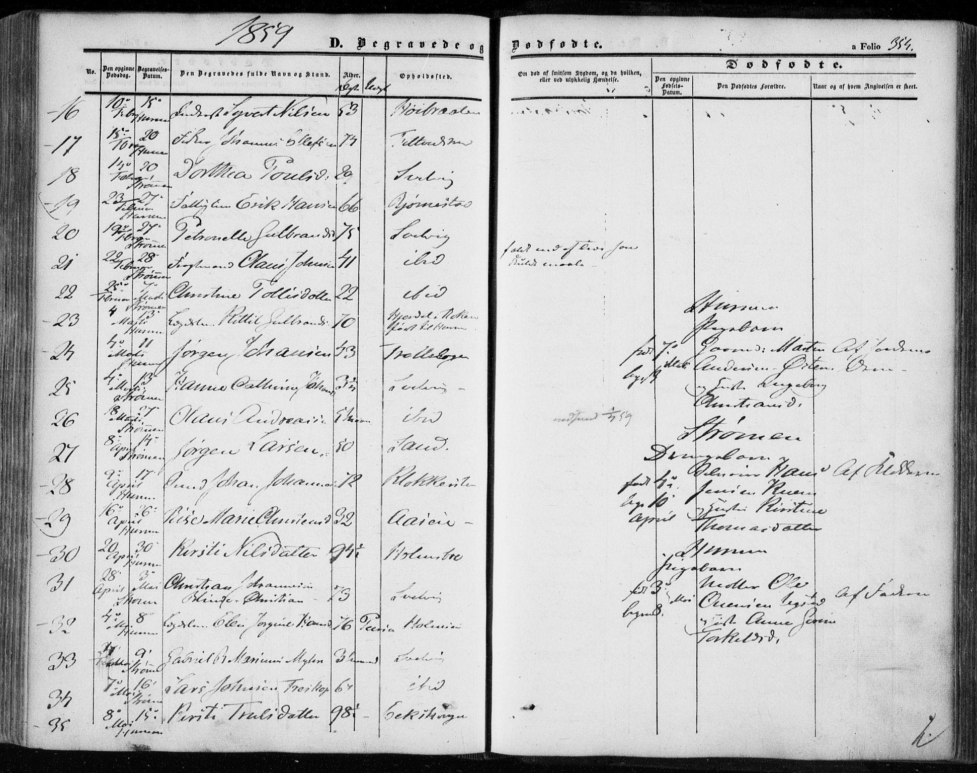 Hurum kirkebøker, SAKO/A-229/F/Fa/L0011: Parish register (official) no. 11, 1847-1860, p. 354