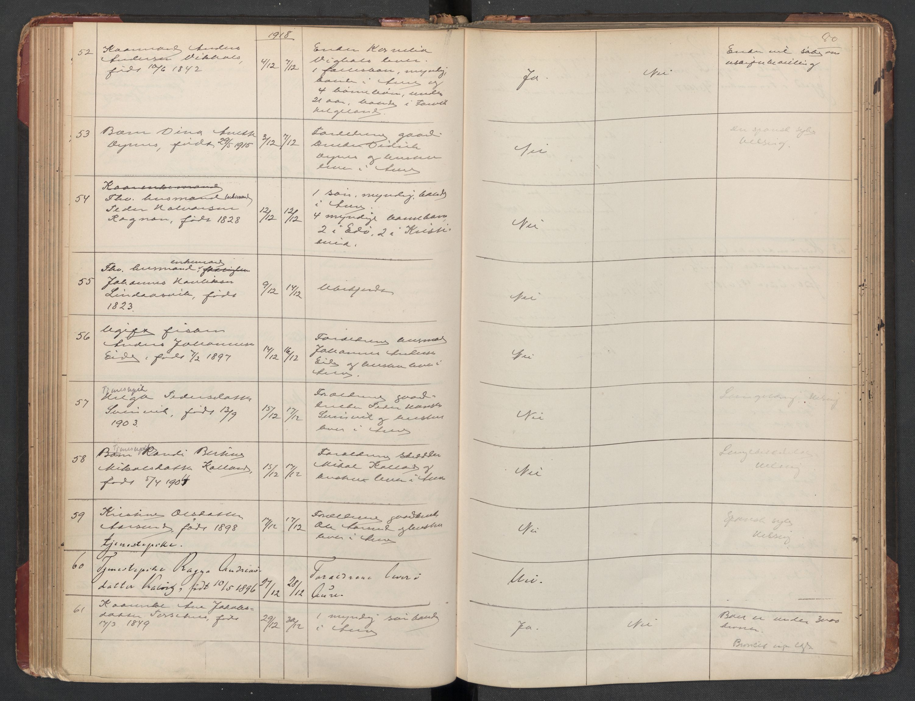 Aure lensmannskontor, SAT/A-1088/1/02/L0003: 2.01.03 Dødsfallsprotokoll, 1906-1926, p. 80