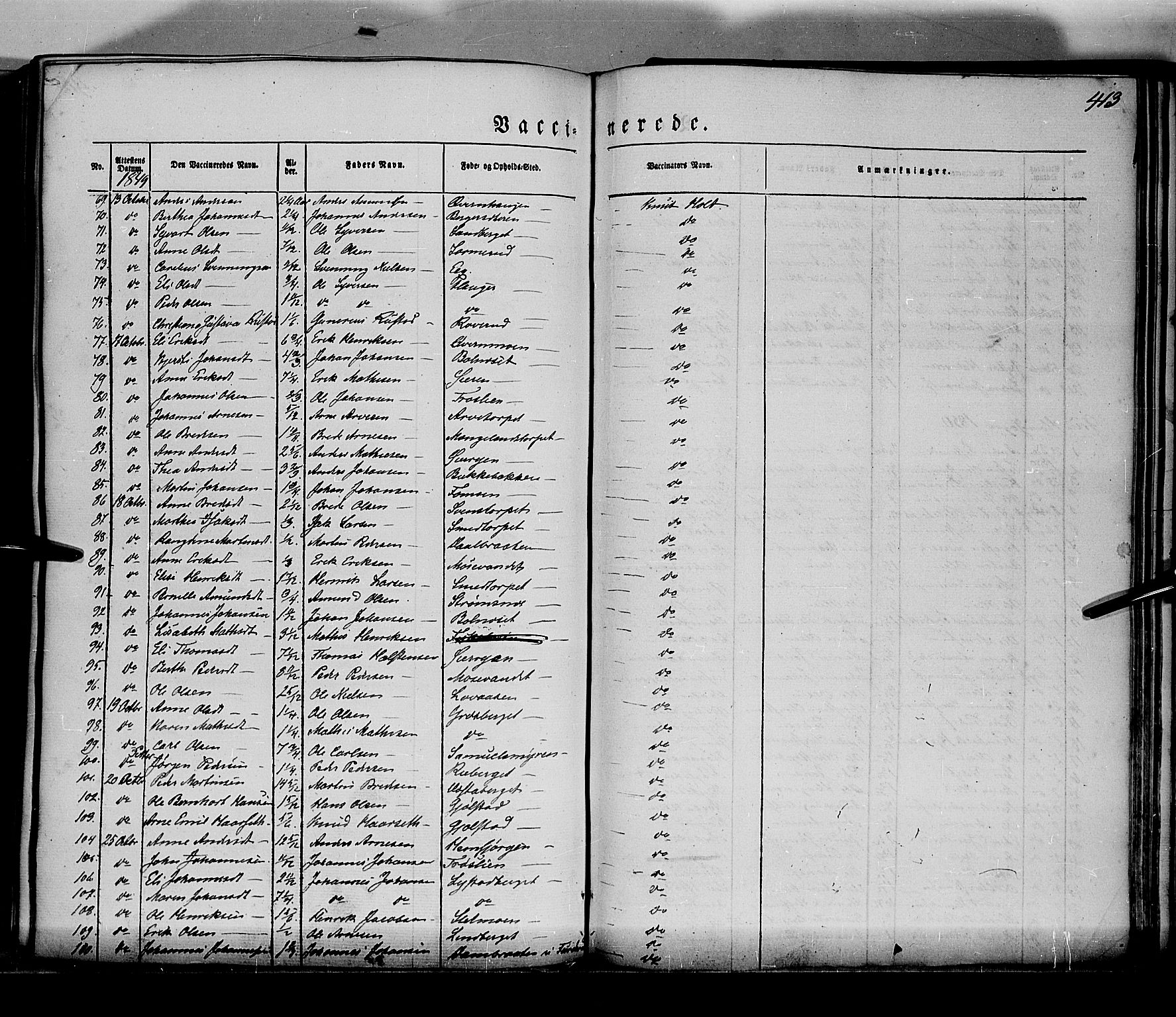 Grue prestekontor, SAH/PREST-036/H/Ha/Haa/L0008: Parish register (official) no. 8, 1847-1858, p. 413