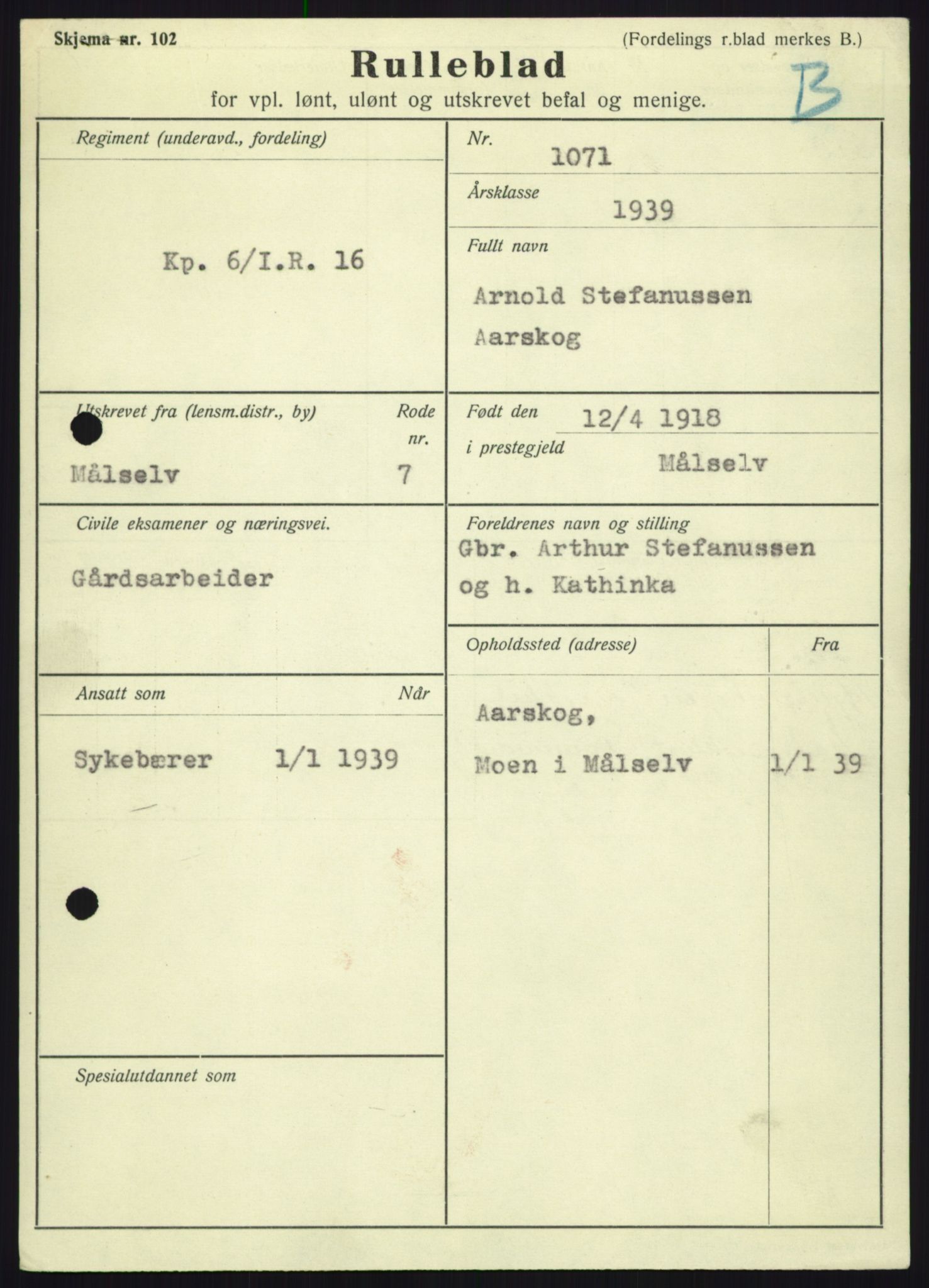 Forsvaret, Troms infanteriregiment nr. 16, AV/RA-RAFA-3146/P/Pa/L0023: Rulleblad for regimentets menige mannskaper, årsklasse 1939, 1939, p. 1339