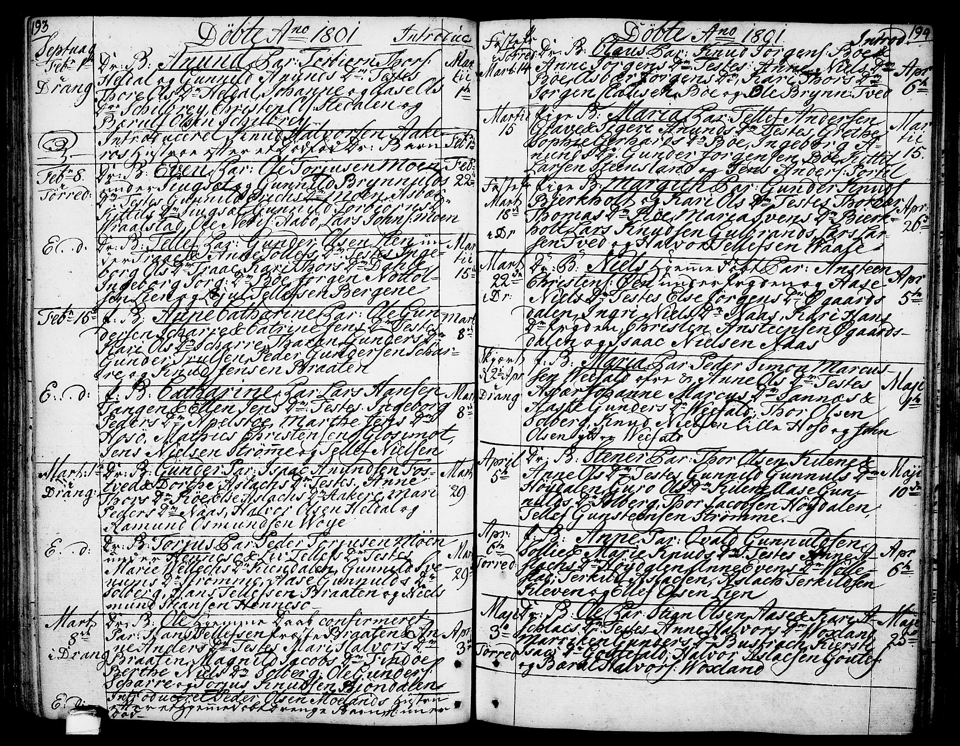 Drangedal kirkebøker, SAKO/A-258/F/Fa/L0003: Parish register (official) no. 3, 1768-1814, p. 193-194
