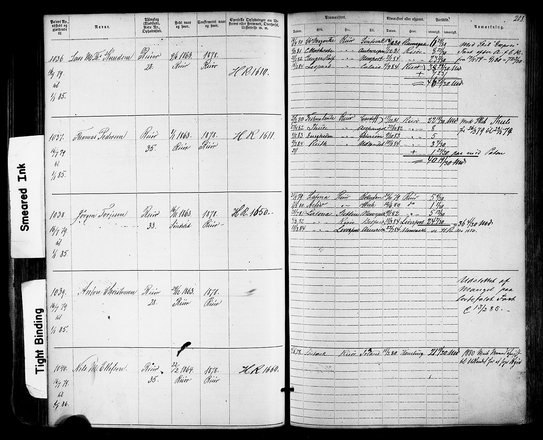 Risør mønstringskrets, AV/SAK-2031-0010/F/Fa/L0003: Annotasjonsrulle nr 1-1913 med register, T-7, 1863-1899, p. 144