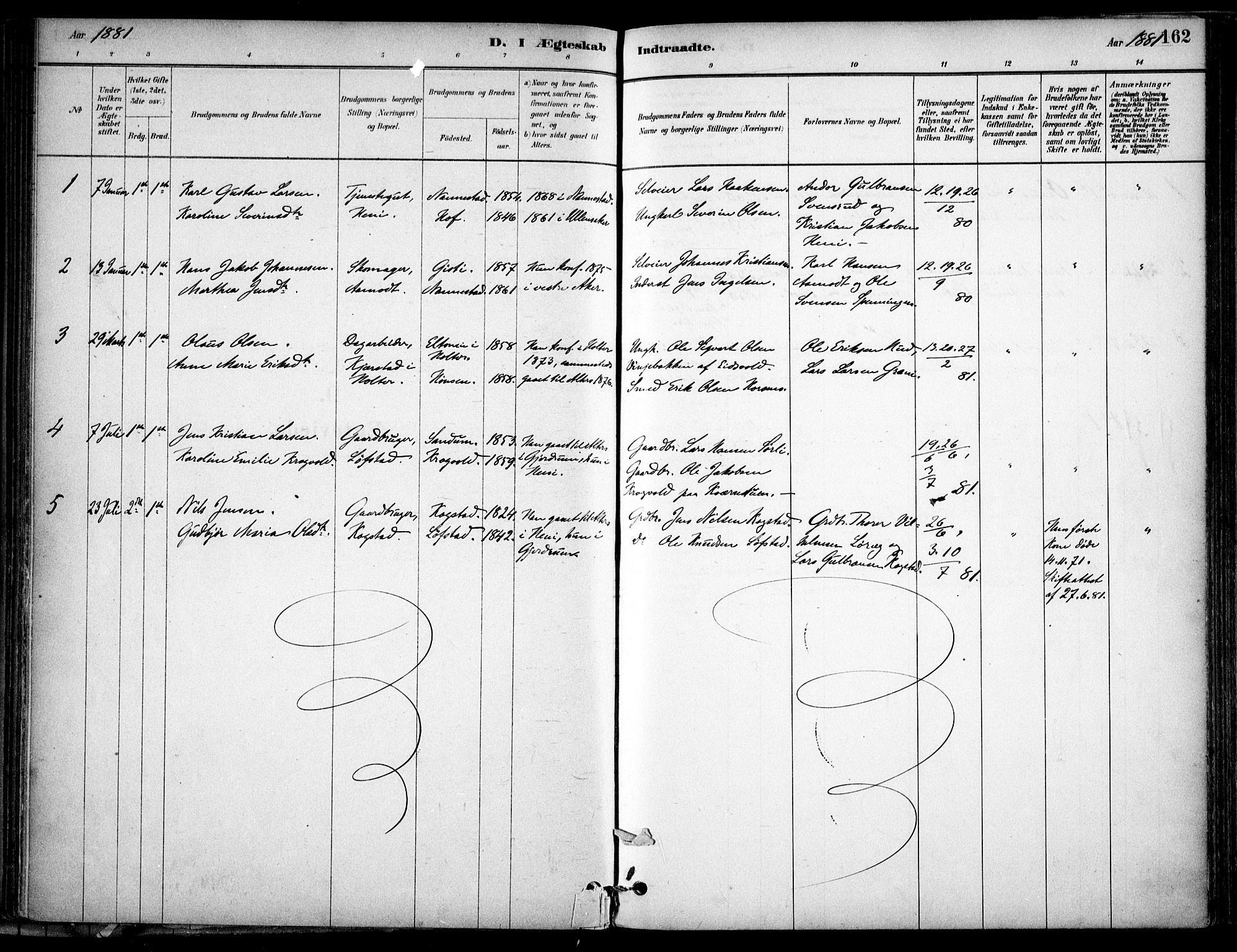 Gjerdrum prestekontor Kirkebøker, SAO/A-10412b/F/Fb/L0001: Parish register (official) no. II 1, 1881-1921, p. 162