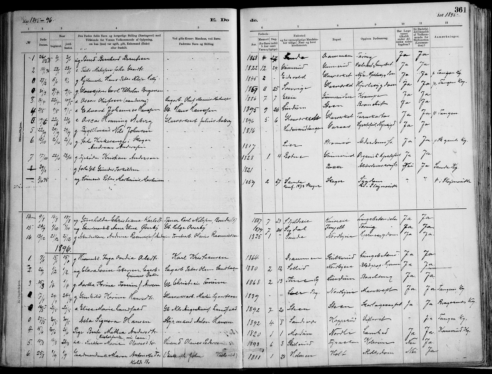 Skoger kirkebøker, AV/SAKO-A-59/F/Fa/L0006: Parish register (official) no. I 6, 1885-1910, p. 361