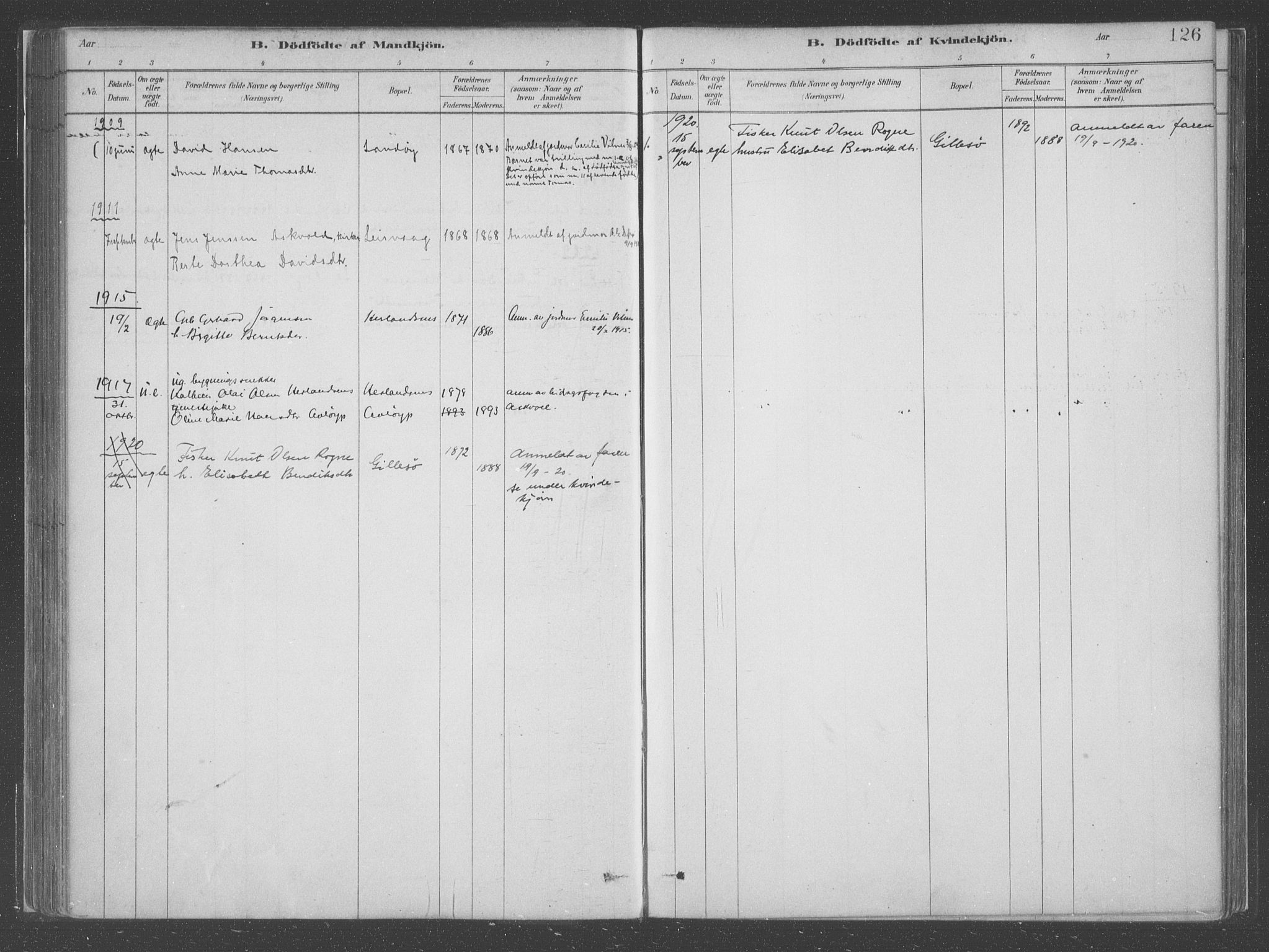 Askvoll sokneprestembete, SAB/A-79501/H/Haa/Haac/L0001: Parish register (official) no. C  1, 1879-1922, p. 126