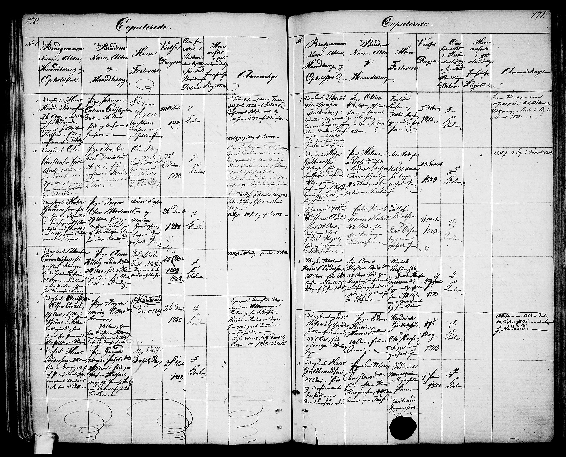 Larvik kirkebøker, AV/SAKO-A-352/G/Ga/L0002: Parish register (copy) no. I 2, 1807-1830, p. 470-471