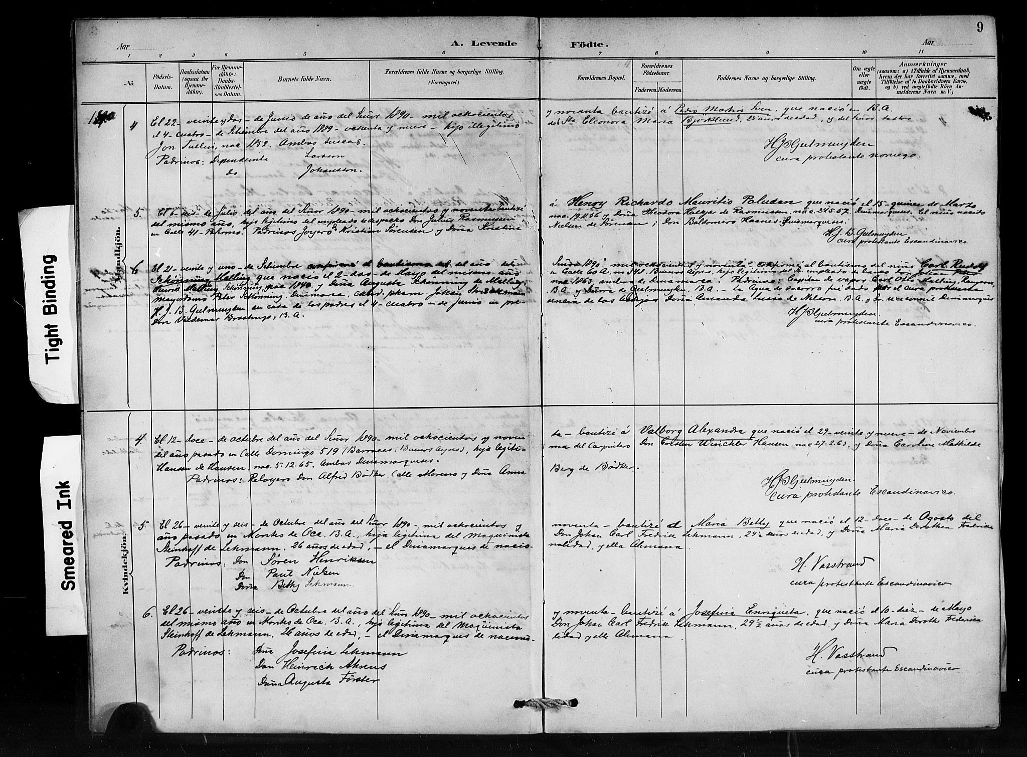 Den norske sjømannsmisjon i utlandet/Syd-Amerika (Buenos Aires m.fl.), SAB/SAB/PA-0118/H/Ha/L0001: Parish register (official) no. A 1, 1888-1898, p. 9