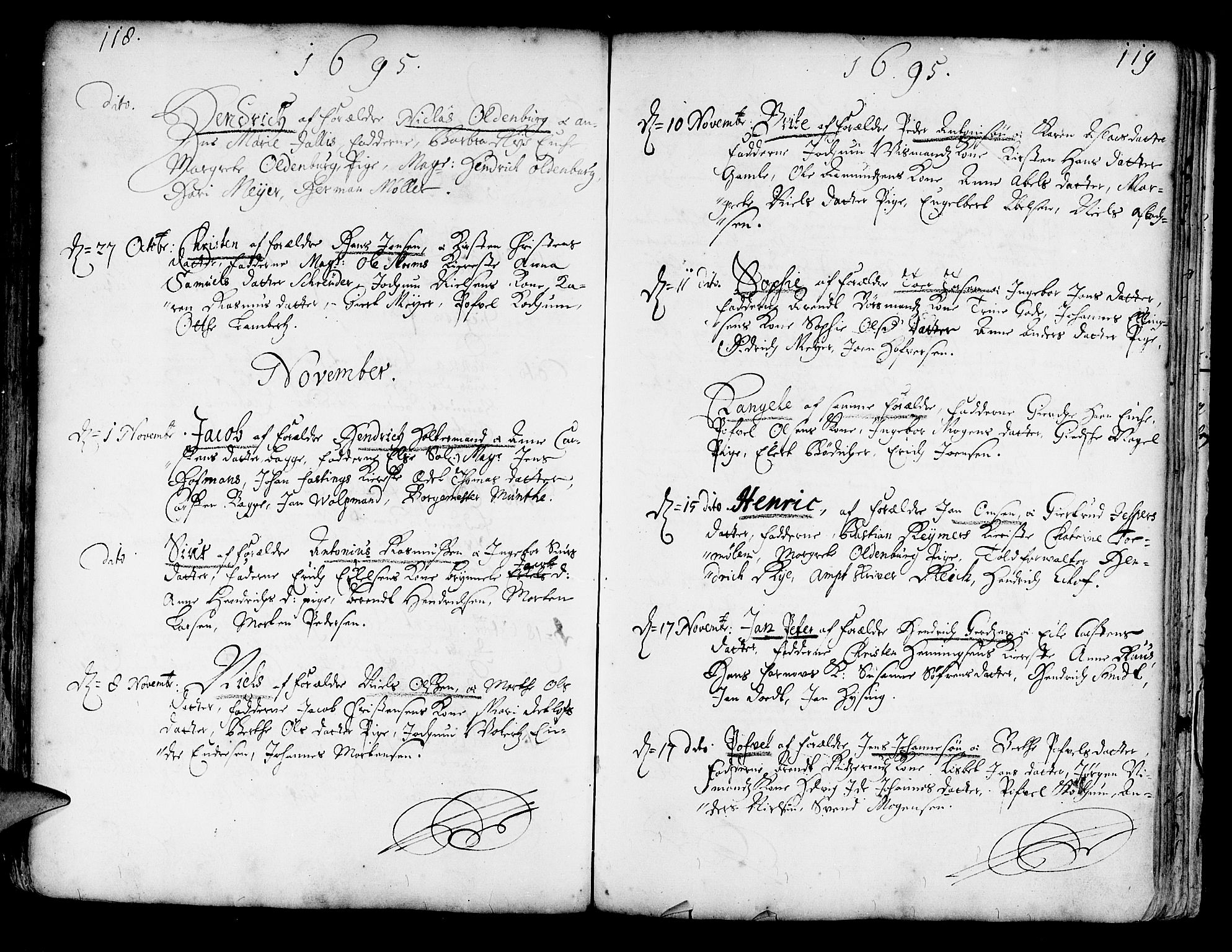 Korskirken sokneprestembete, SAB/A-76101/H/Haa/L0002: Parish register (official) no. A 2, 1688-1697, p. 118-119