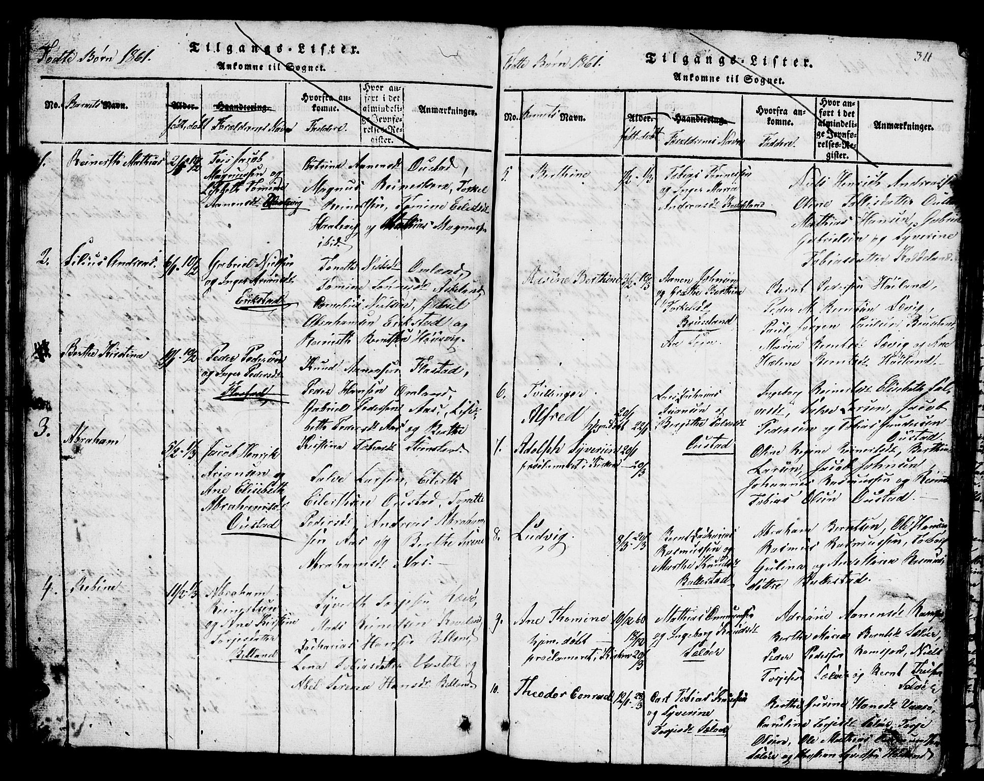 Lyngdal sokneprestkontor, SAK/1111-0029/F/Fb/Fba/L0001: Parish register (copy) no. B 1, 1816-1876, p. 311