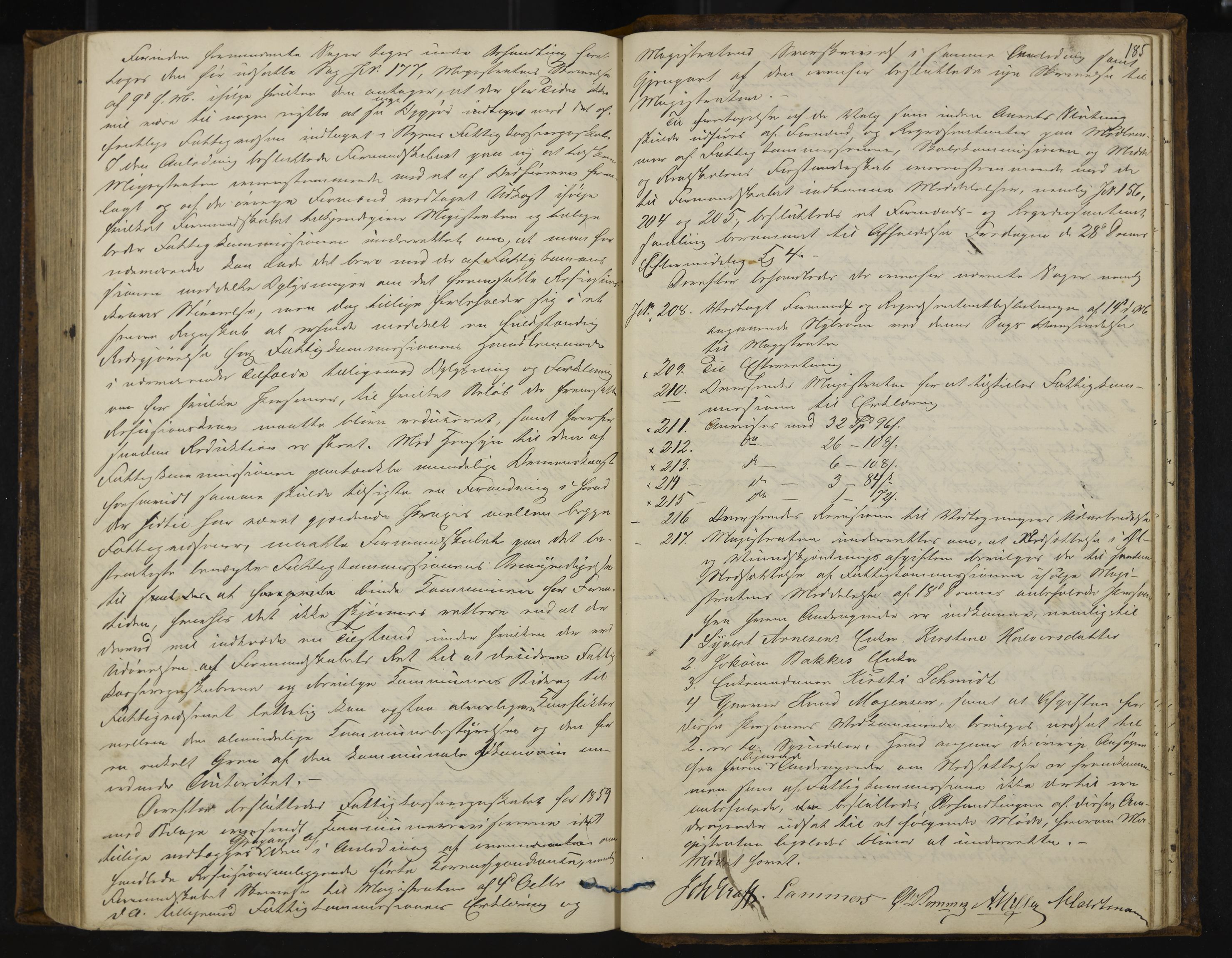 Kongsberg formannskap og sentraladministrasjon, IKAK/0604021-1/A/L0003: Møtebok med register, 1856-1861, p. 185