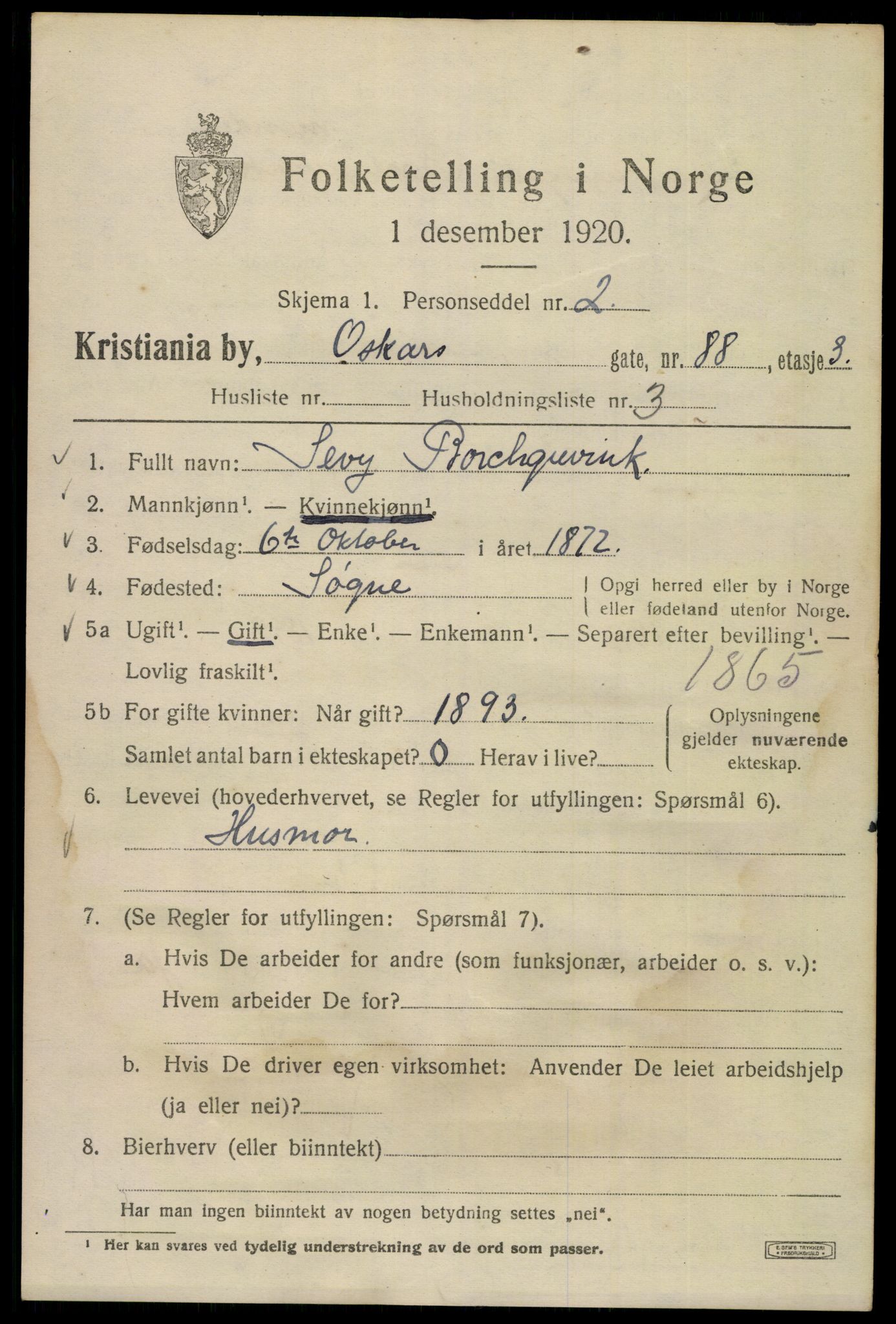 SAO, 1920 census for Kristiania, 1920, p. 439171