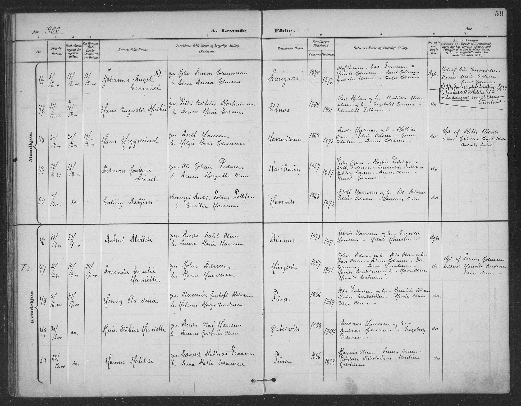 Ministerialprotokoller, klokkerbøker og fødselsregistre - Nordland, AV/SAT-A-1459/863/L0899: Parish register (official) no. 863A11, 1897-1906, p. 59