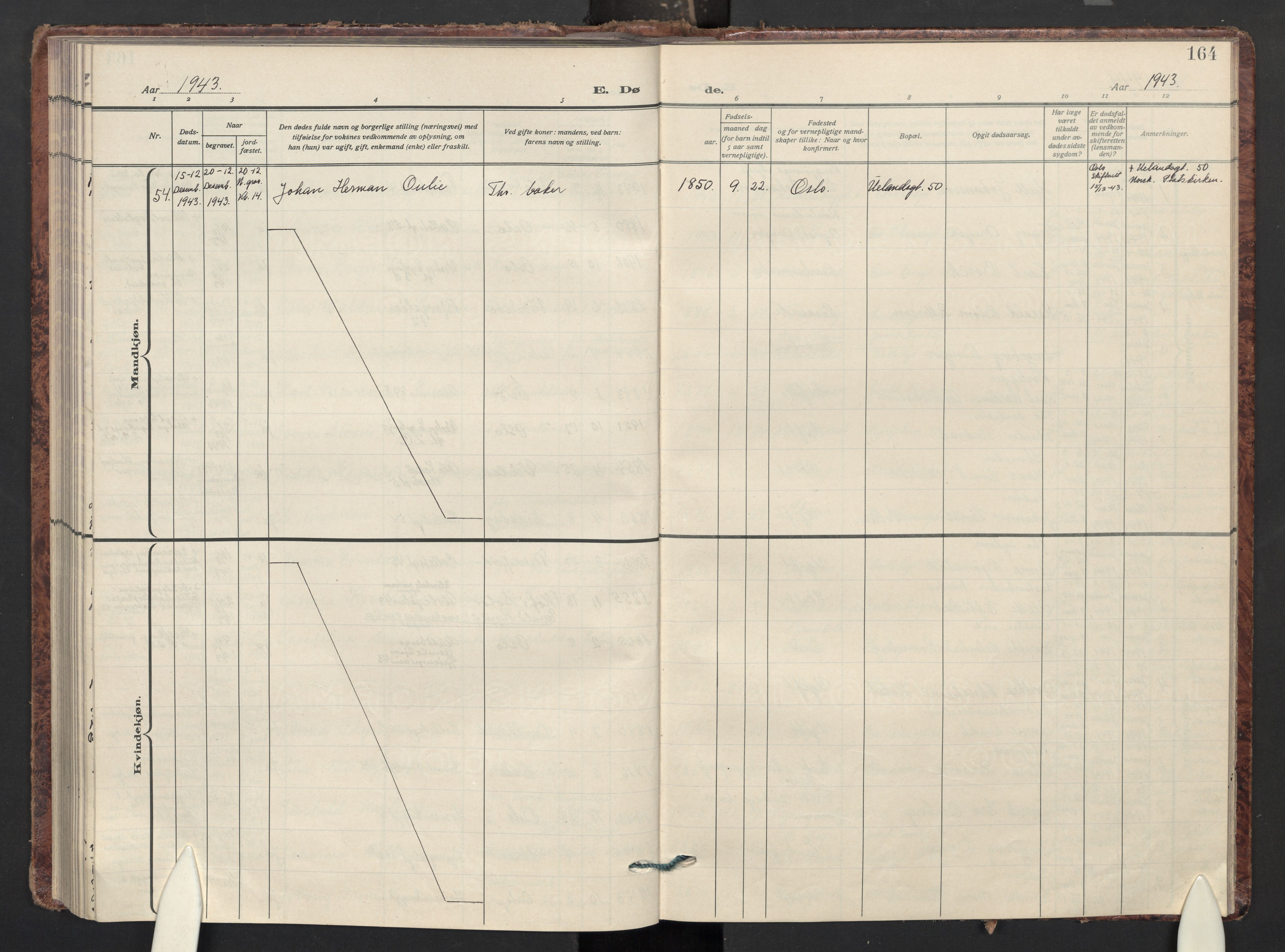 Gamle Aker prestekontor Kirkebøker, AV/SAO-A-10617a/F/L0020: Parish register (official) no. 20, 1931-1947, p. 164