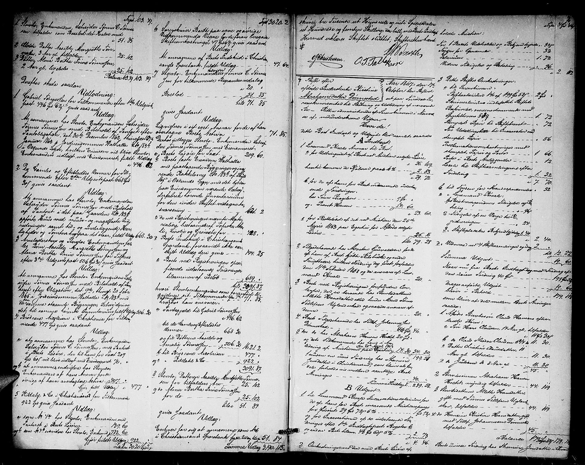 Torridal sorenskriveri, SAK/1221-0012/H/Hc/L0033: Skifteutlodningsprotokoll med navneregister nr. 2, 1867-1877, p. 1b-2a