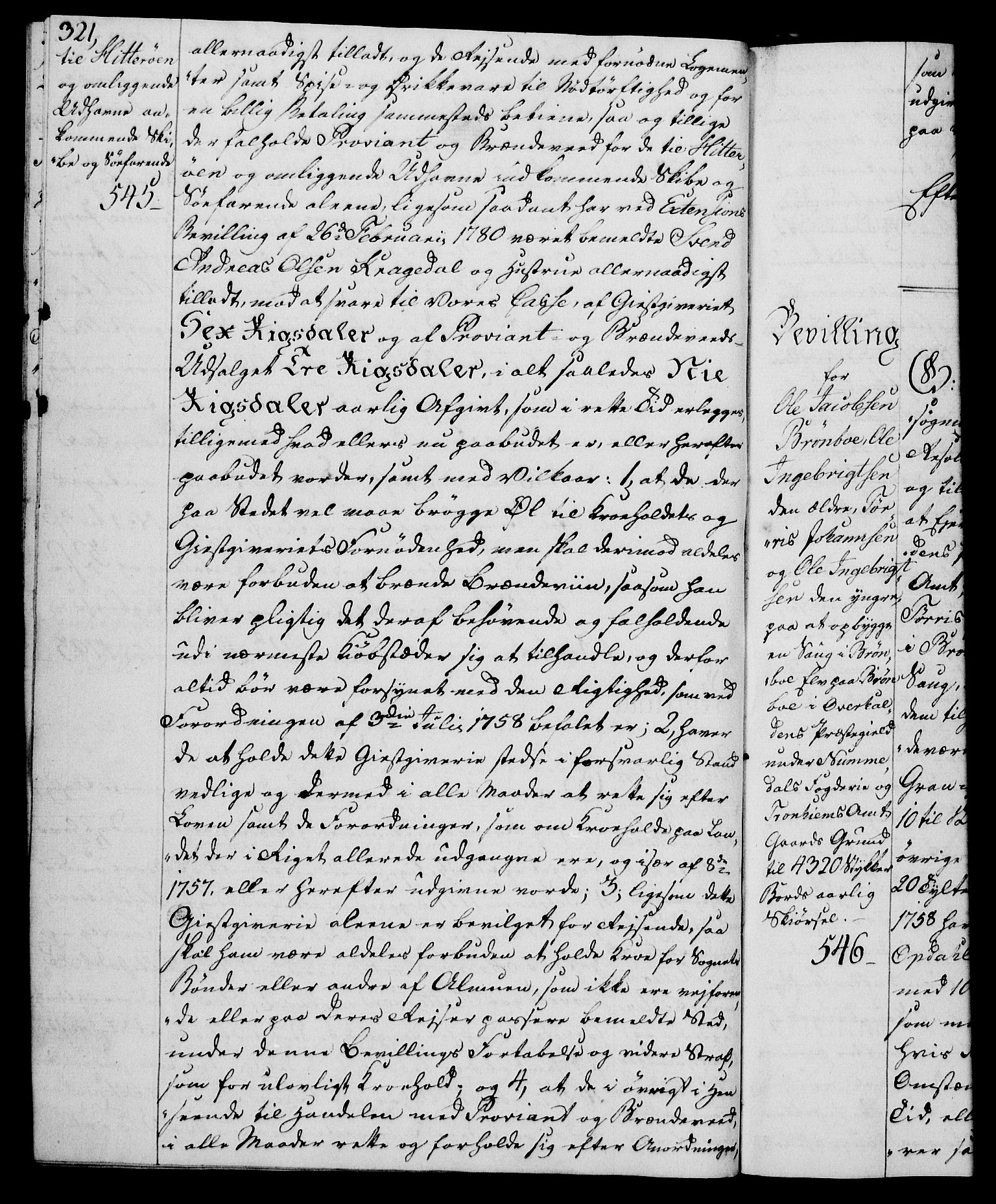 Rentekammeret, Kammerkanselliet, RA/EA-3111/G/Gg/Gga/L0015: Norsk ekspedisjonsprotokoll med register (merket RK 53.15), 1790-1791, p. 321