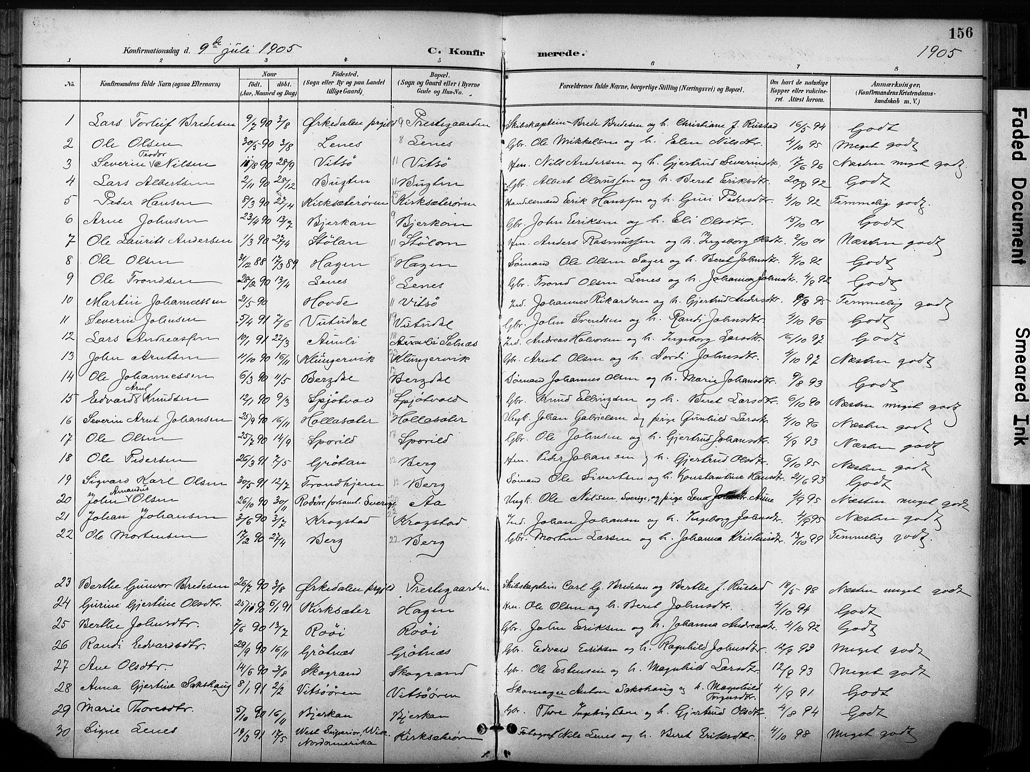 Ministerialprotokoller, klokkerbøker og fødselsregistre - Sør-Trøndelag, SAT/A-1456/630/L0497: Parish register (official) no. 630A10, 1896-1910, p. 156